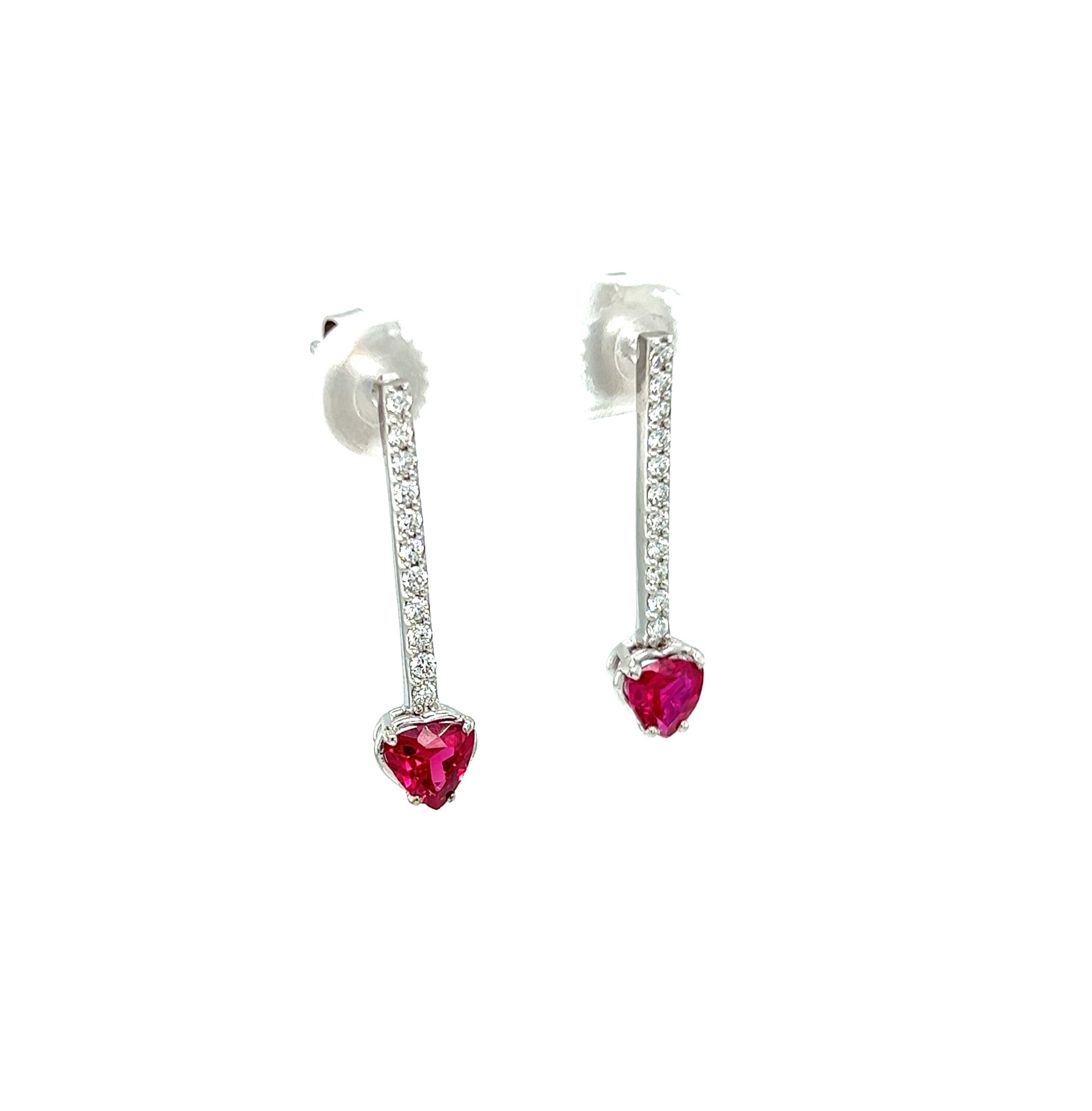 White Gold 14k Diamond and Ruby Earrings | I&I Diamonds in Coconut Creek, FL