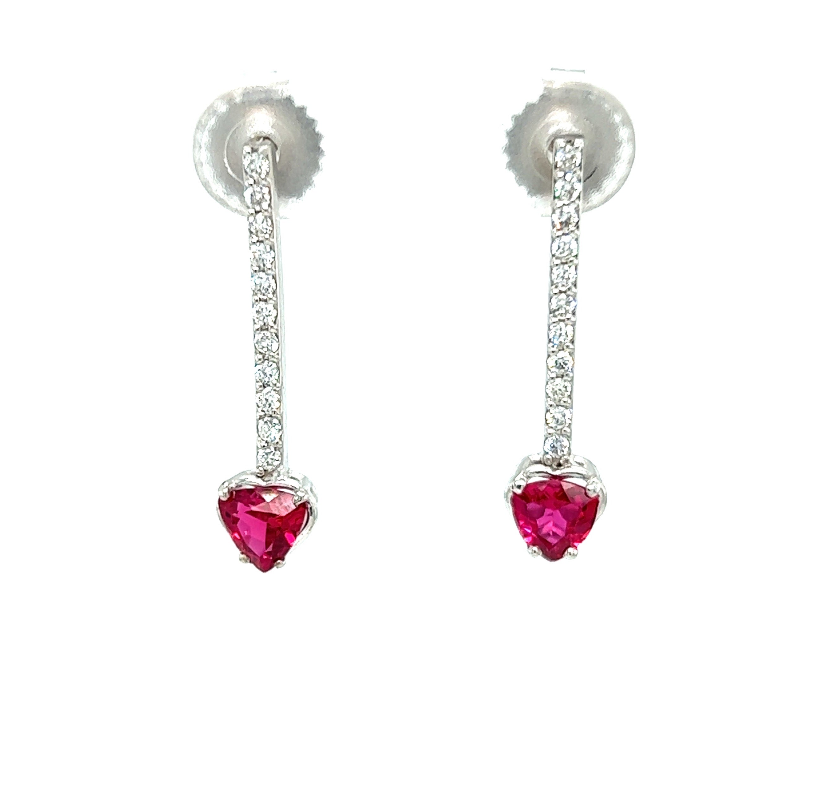 White Gold 14k Diamond and Ruby Earrings | I&I Diamonds in Coconut Creek, FL