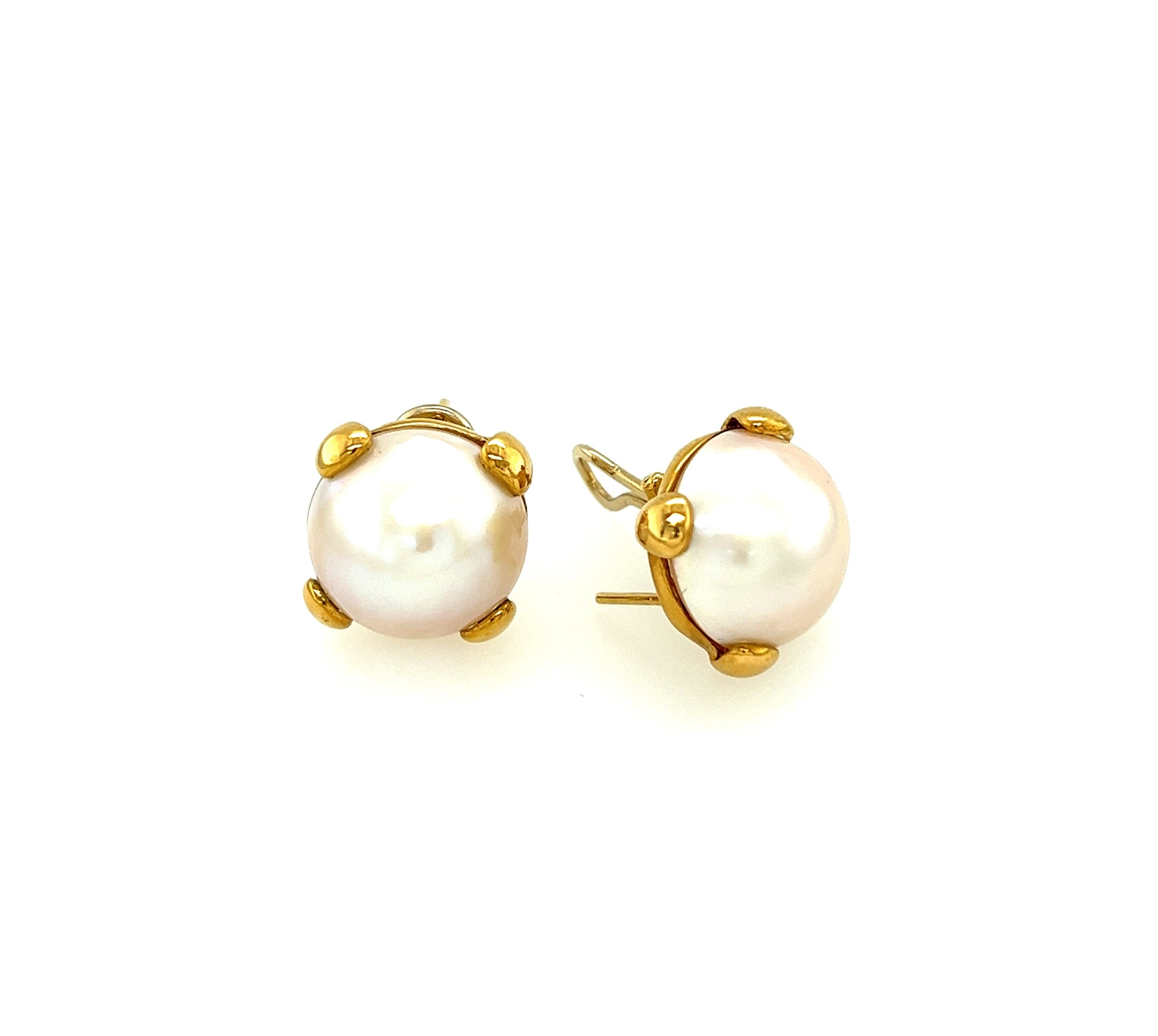 Yellow Gold 18k Pearl Earrings | I&I Diamonds in Coconut Creek, FL