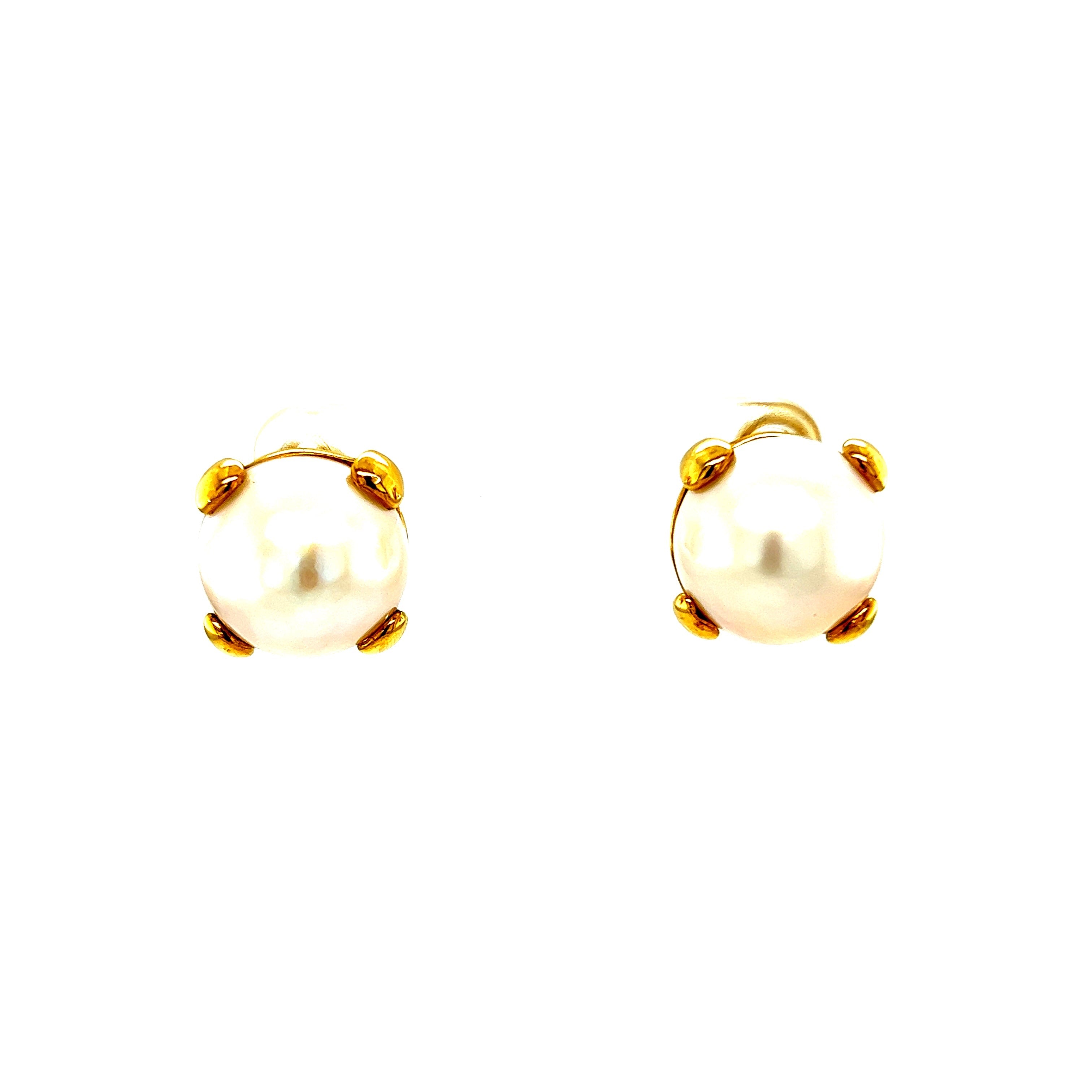 Yellow Gold 18k Pearl Earrings | I&I Diamonds in Coconut Creek, FL