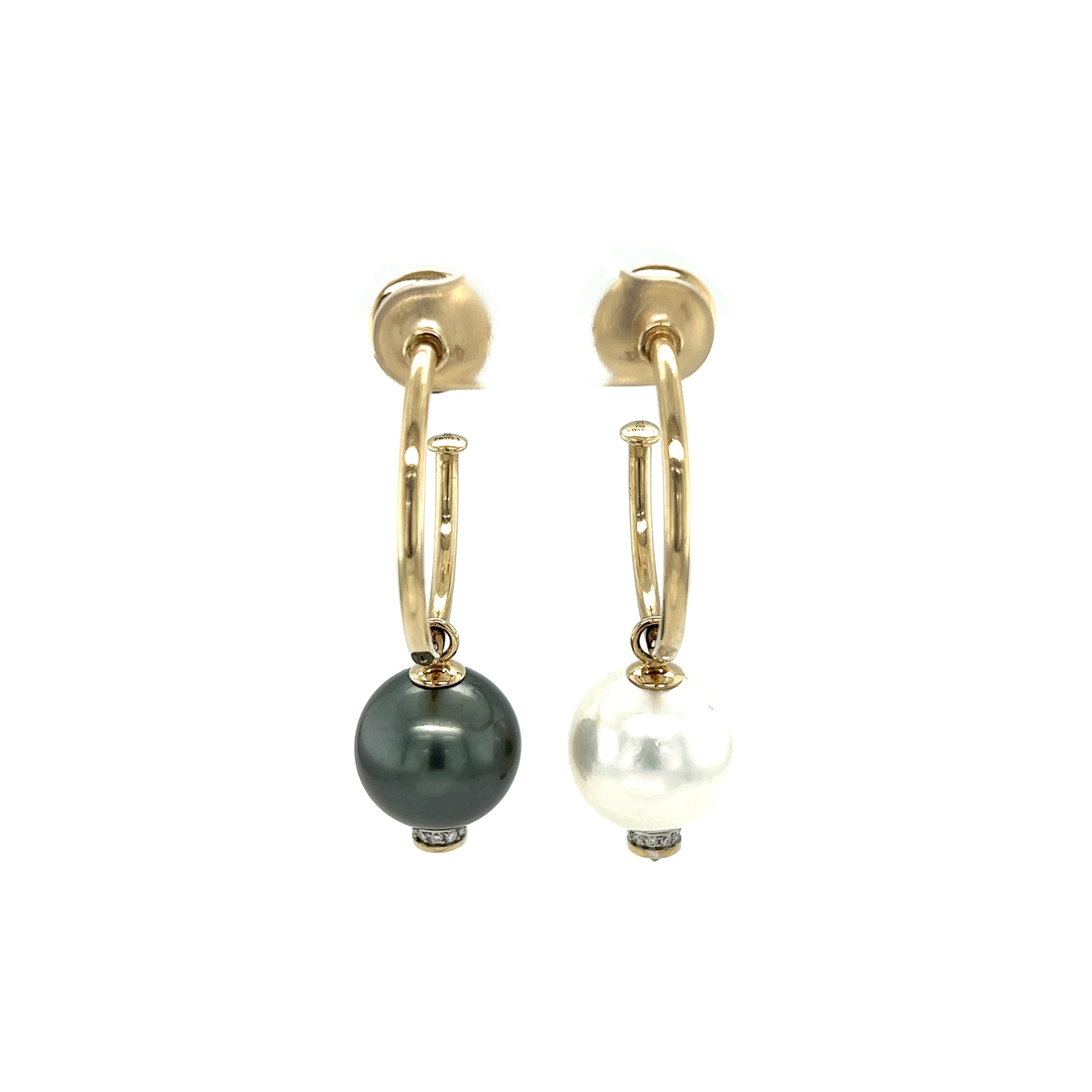 Yellow Gold 18k Diamond and Pearl Earrings | I&I Diamonds in Coconut Creek, FL