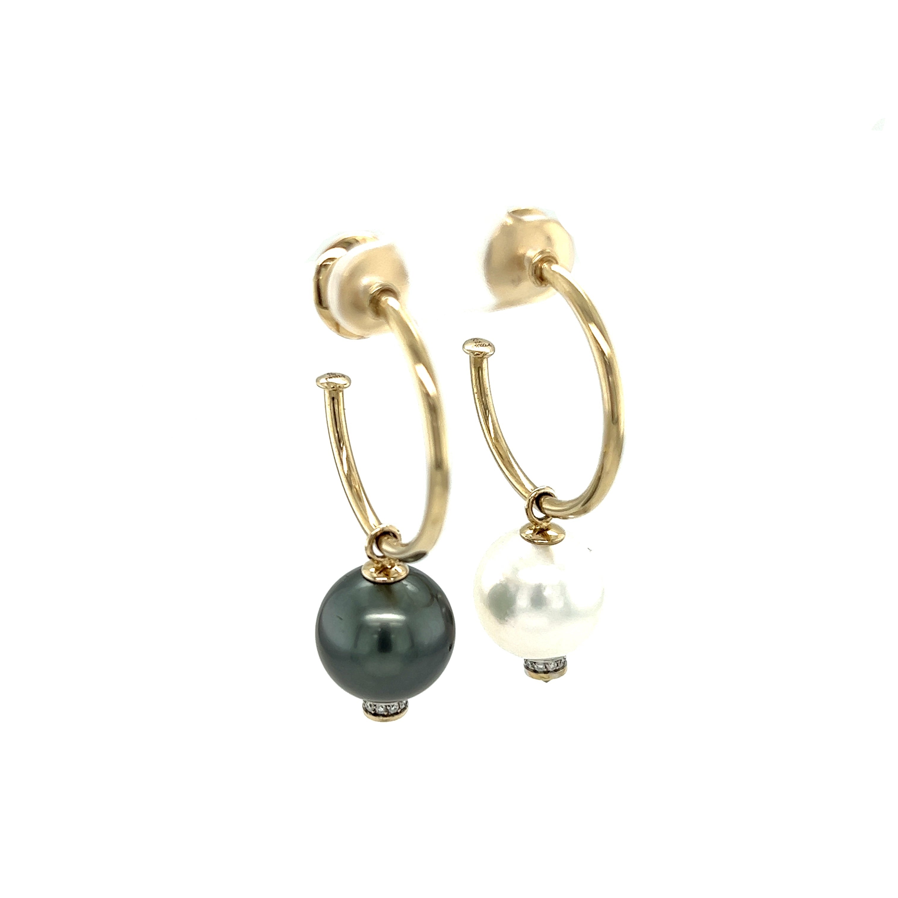 Yellow Gold 18k Diamond and Pearl Earrings | I&I Diamonds in Coconut Creek, FL