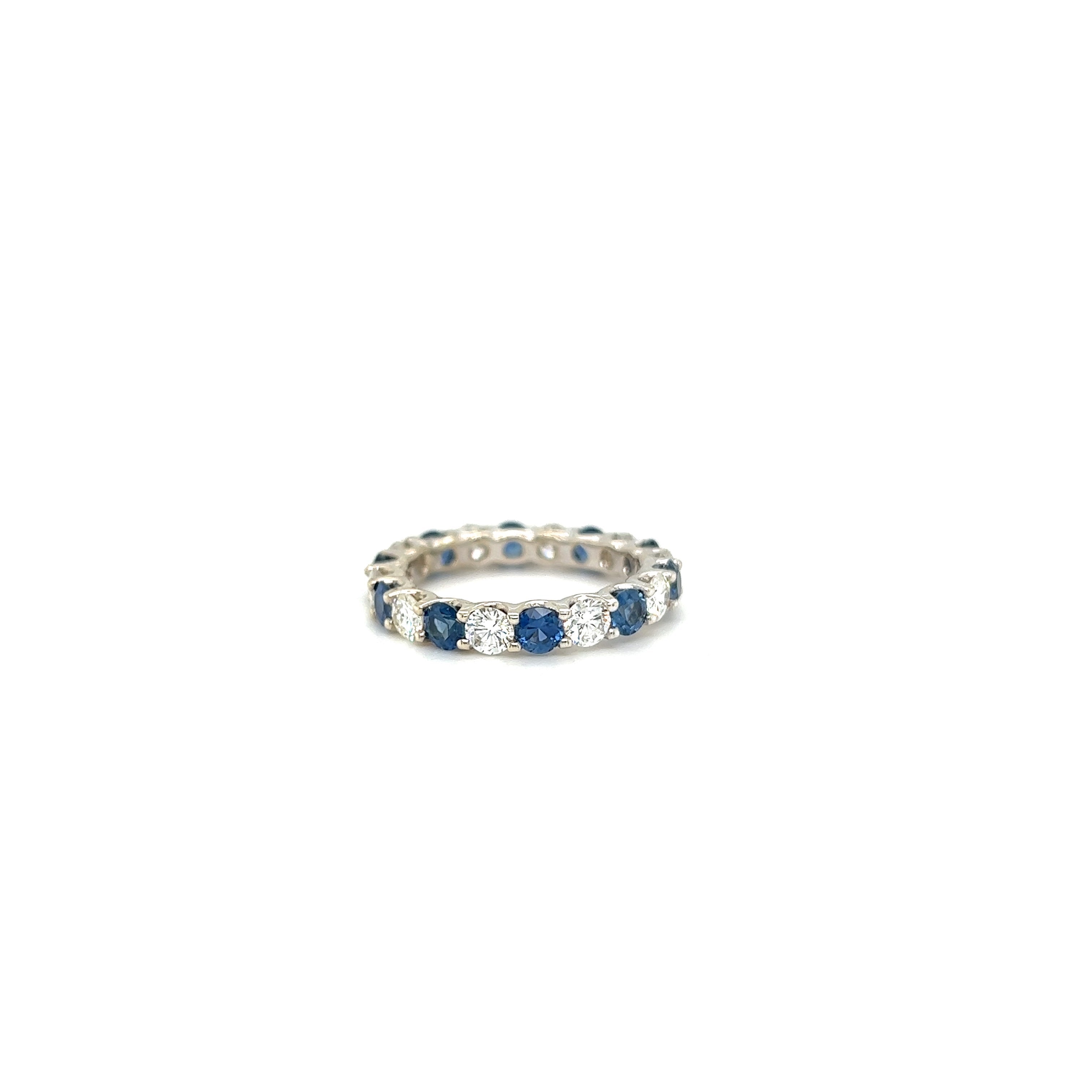 White Gold 14k Diamond and Sapphire Eternity Band | I&I Diamonds in Coconut Creek, FL