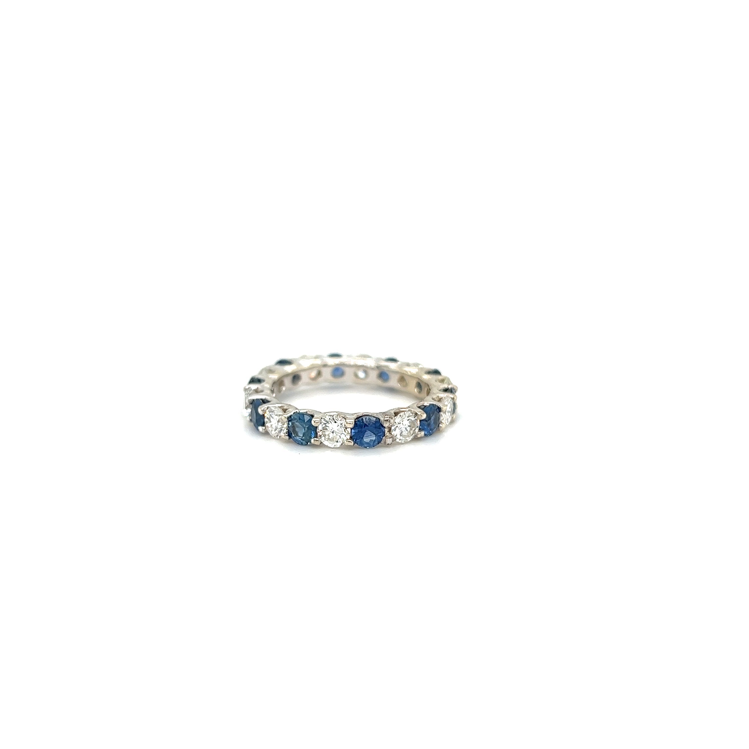 White Gold 14k Diamond and Sapphire Eternity Band | I&I Diamonds in Coconut Creek, FL