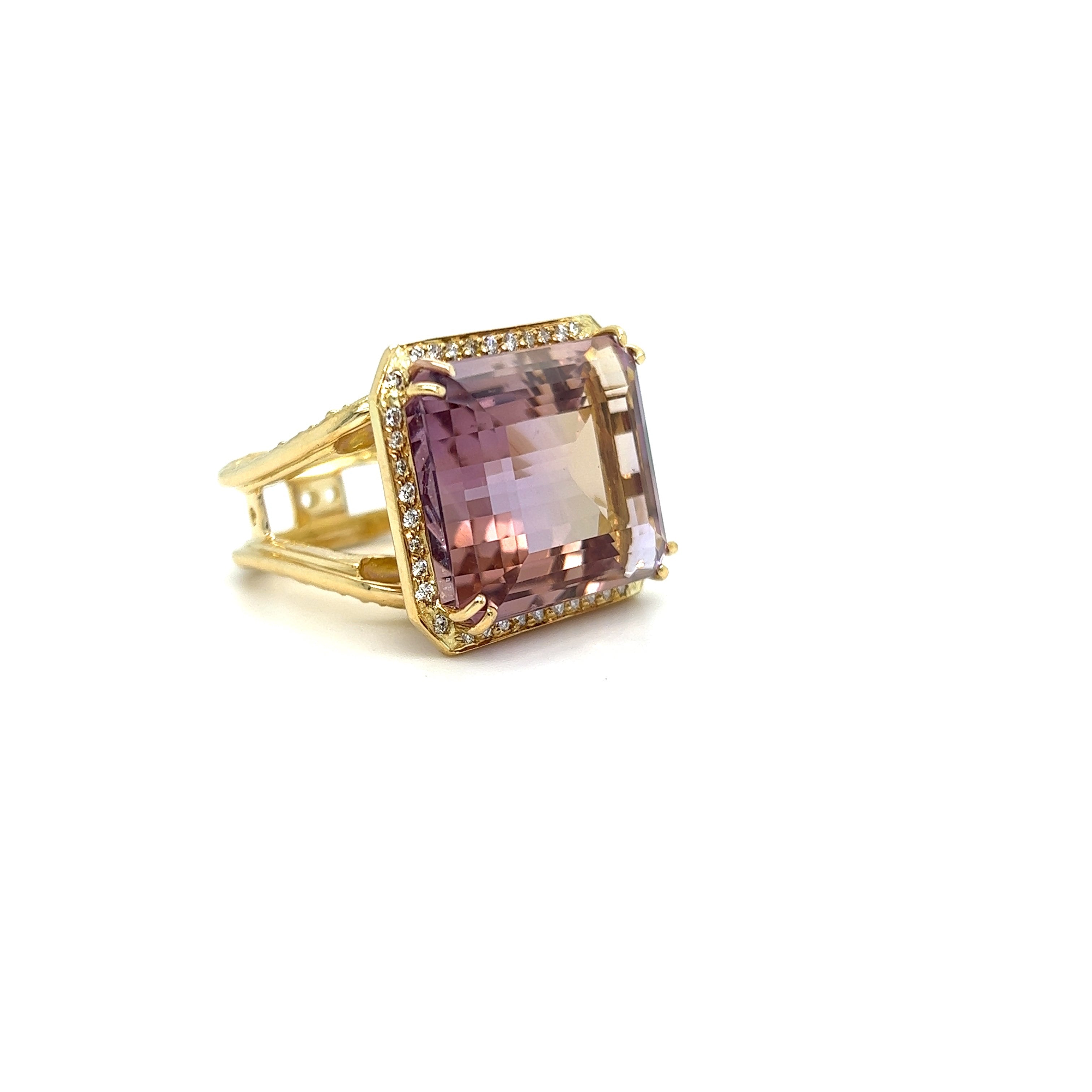 Yellow Gold 18k Diamond and Ametrine Ring | I&I Diamonds in Coconut Creek, FL