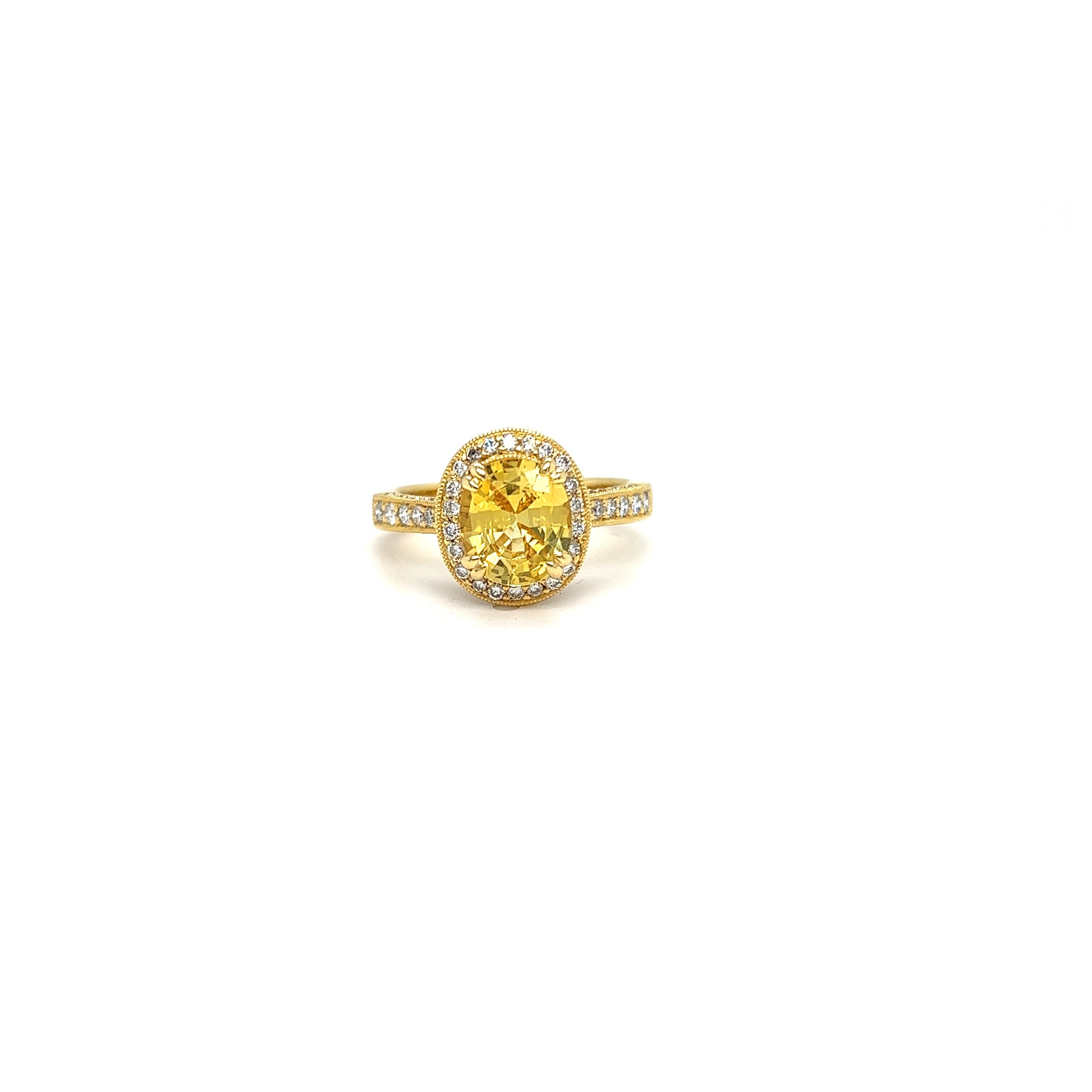 Yellow Gold 18k Diamond and Sapphire Ring | I&I Diamonds in Coconut Creek, FL