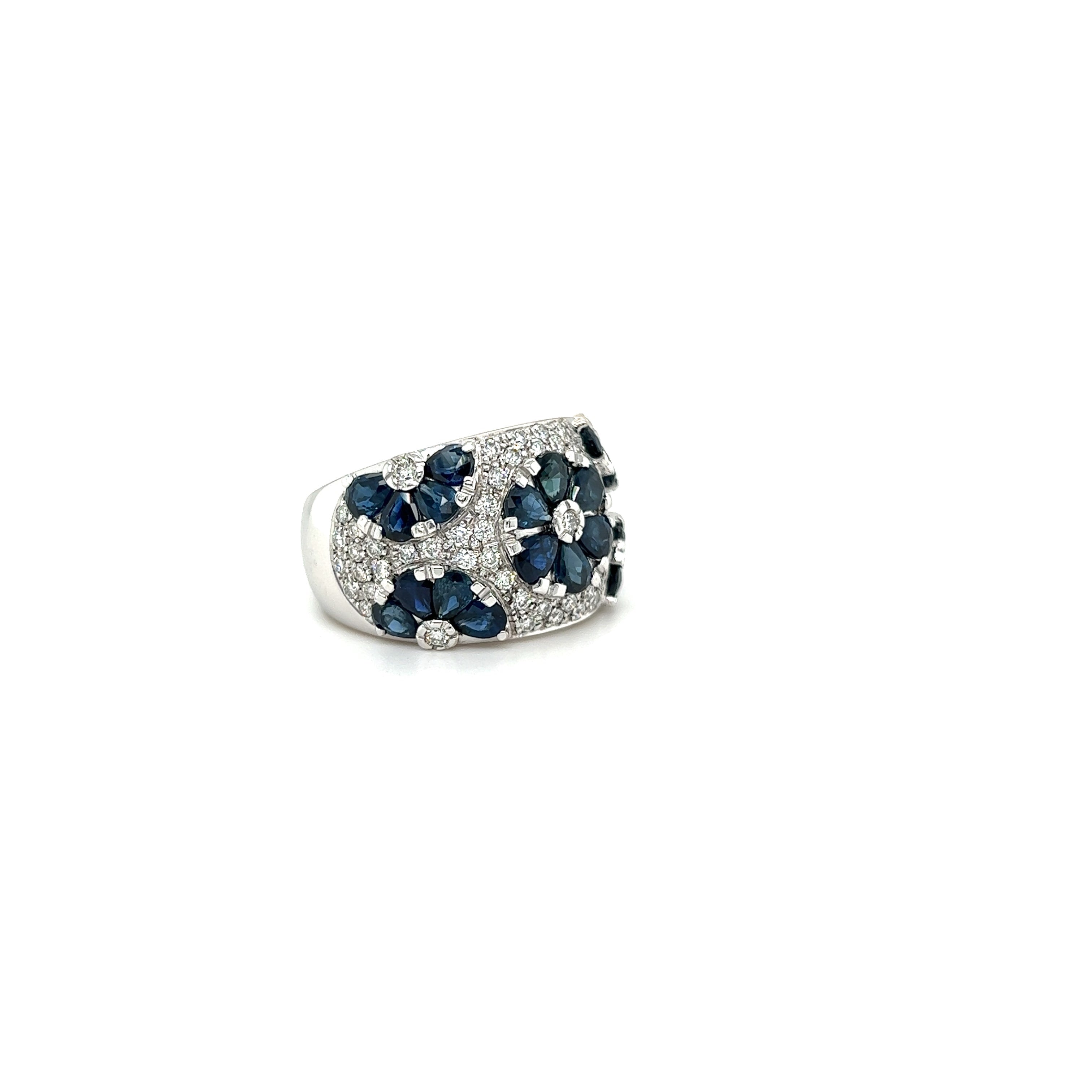 White Gold 18k Diamond and Sapphire Ring | I&I Diamonds in Coconut Creek, FL