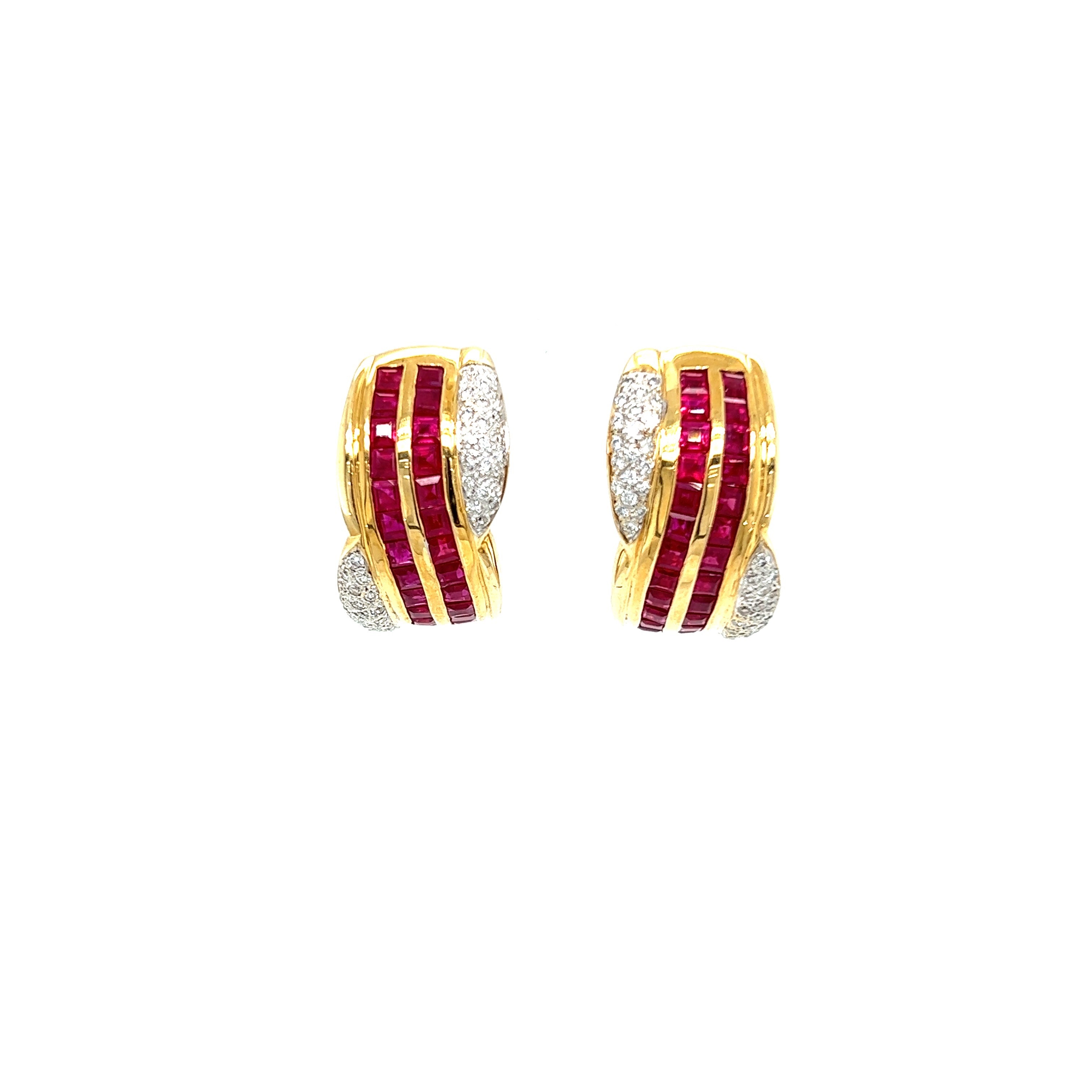 Yellow Gold 14k Ruby Diamond Earrings | I&I Diamonds in Coconut Creek, FL