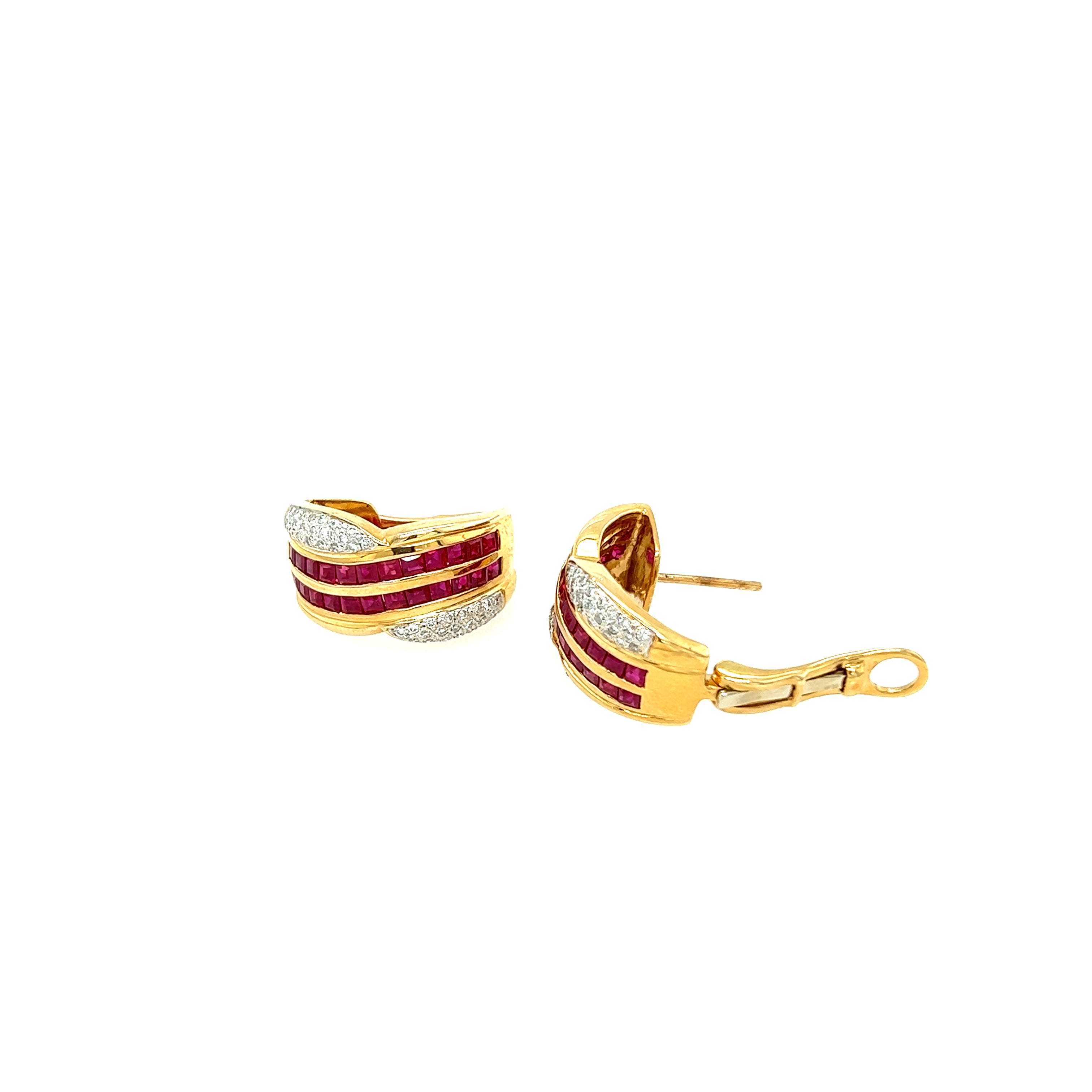 Yellow Gold 14k Ruby Diamond Earrings | I&I Diamonds in Coconut Creek, FL