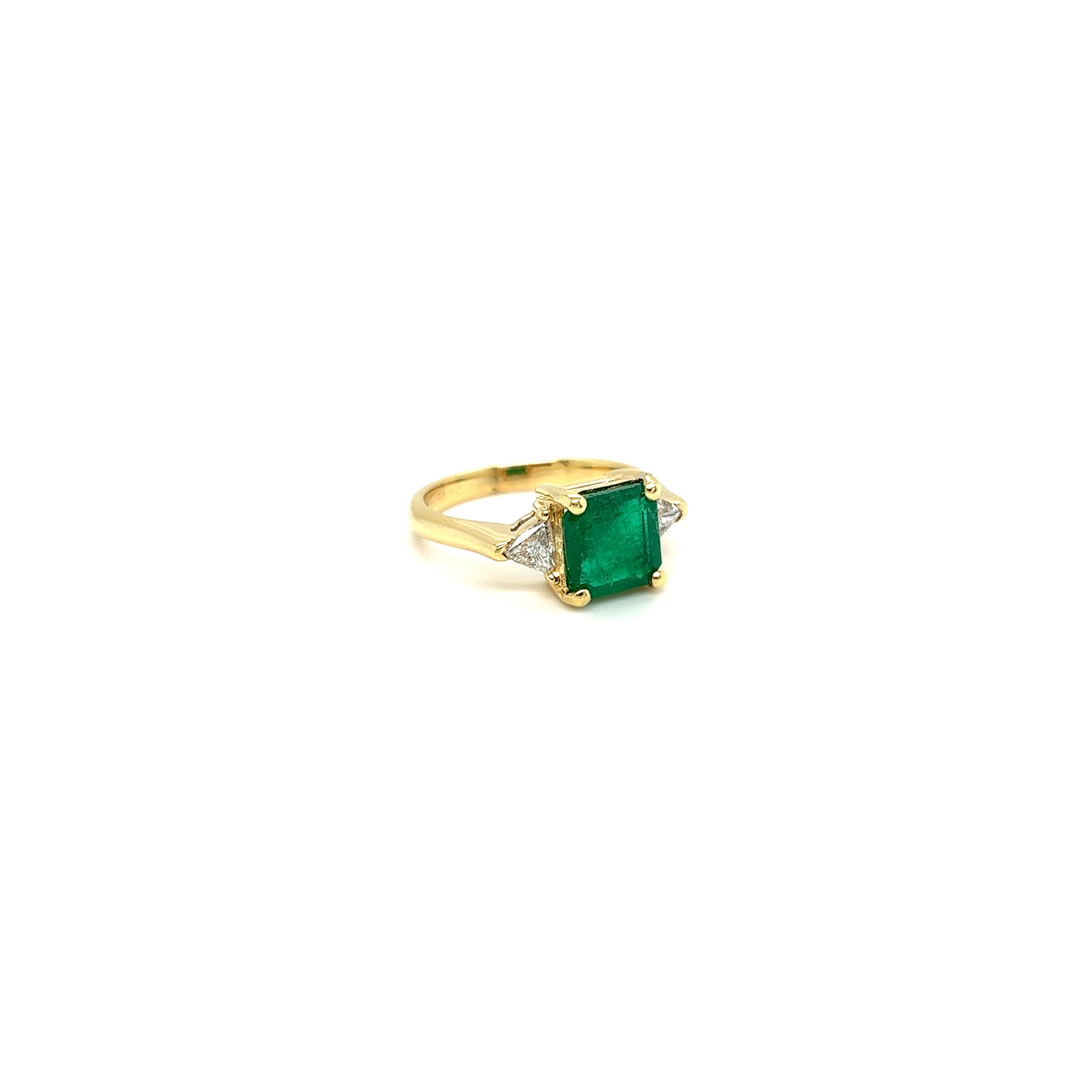 Yellow Gold 18k Diamonds and Green Emerald Ring | I&I Diamonds in Coconut Creek, FL