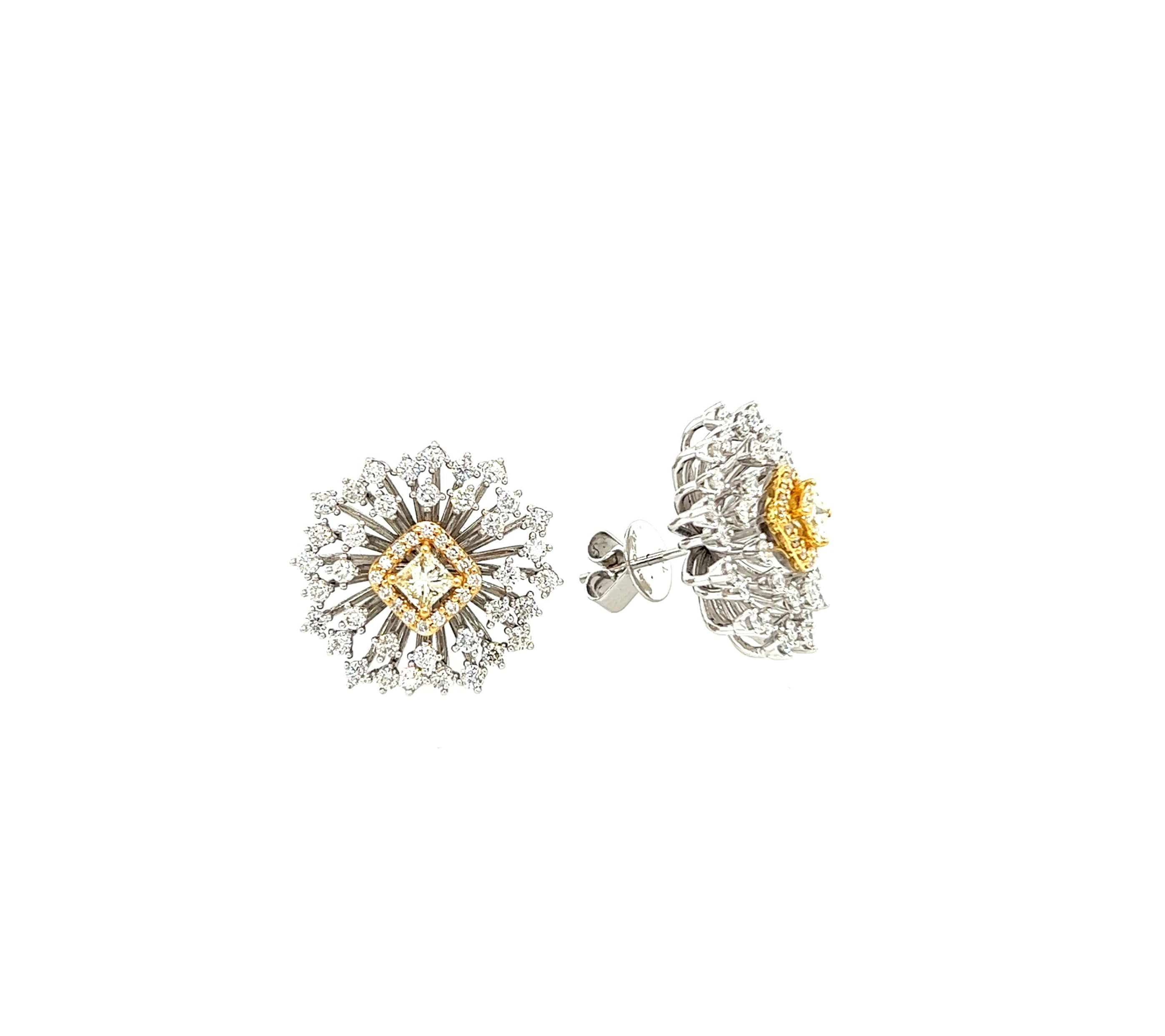 Diamond 2.47 ctw White and Yellow Gold 18k Studs | I&I Diamonds in Coconut Creek, FL