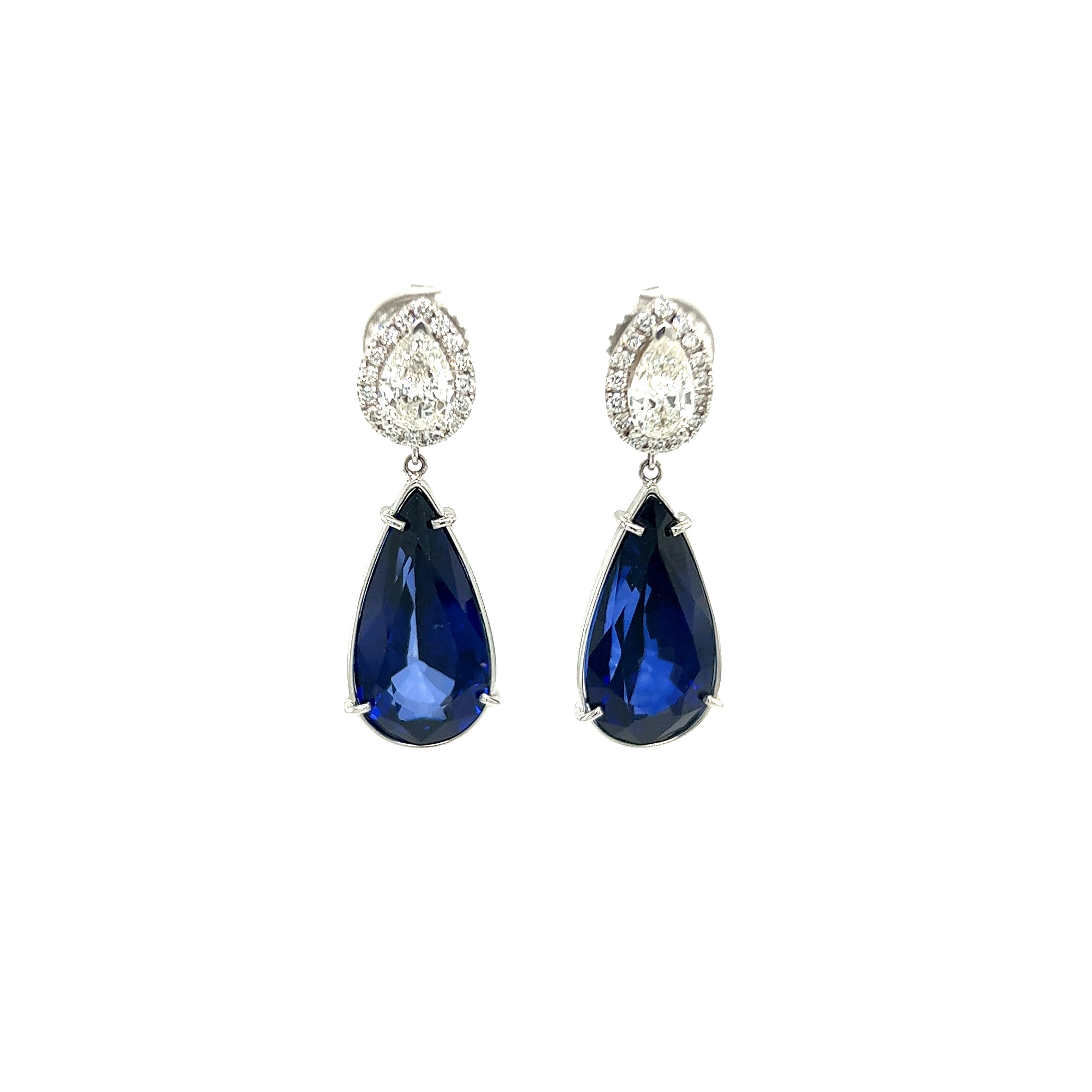 White Gold 14k Sapphire Diamond Earrings | I&I Diamonds in Coconut Creek, FL