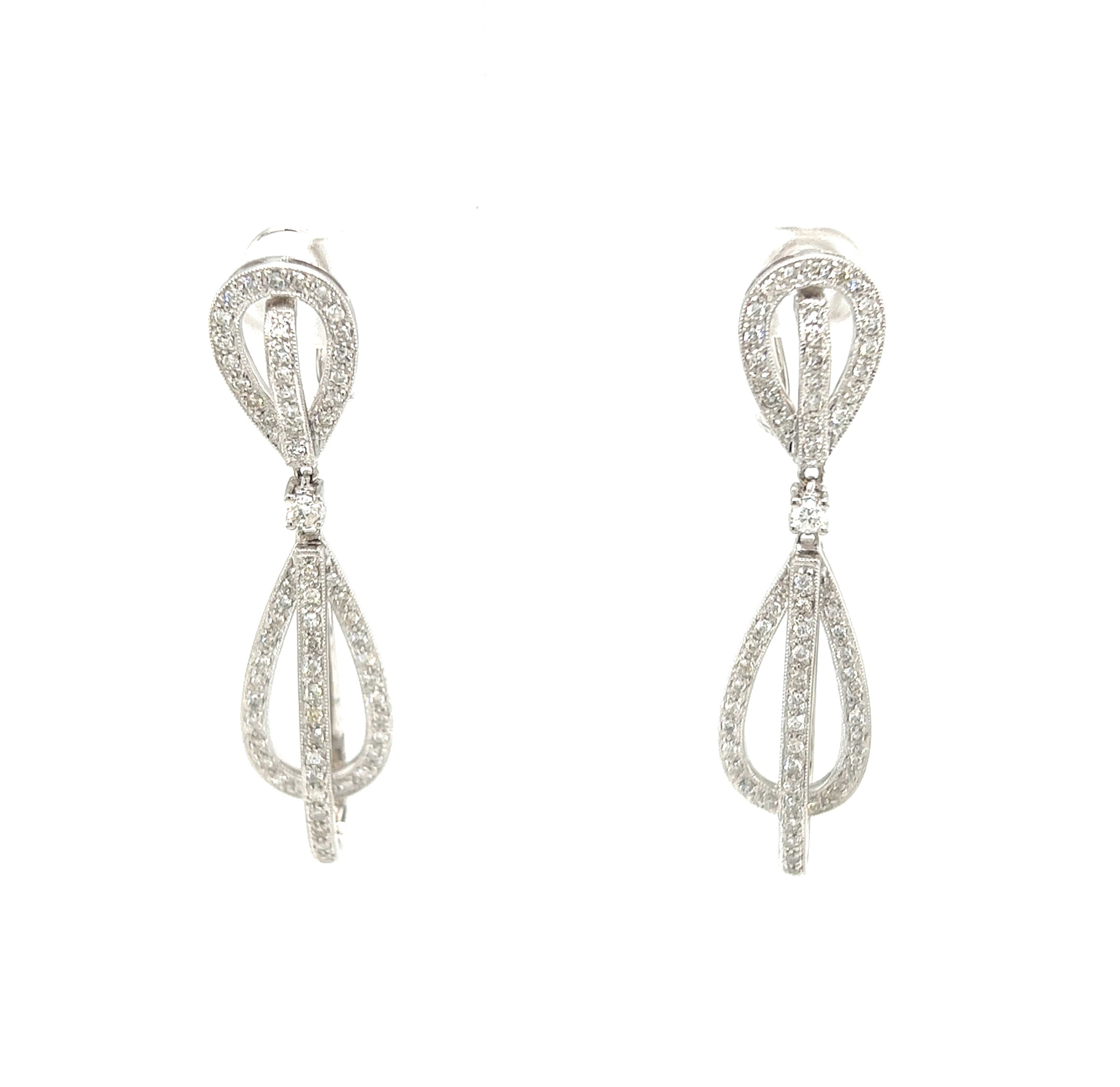 White Gold 14k Dangle Diamond Earrings | I&I Diamonds in Coconut Creek, FL