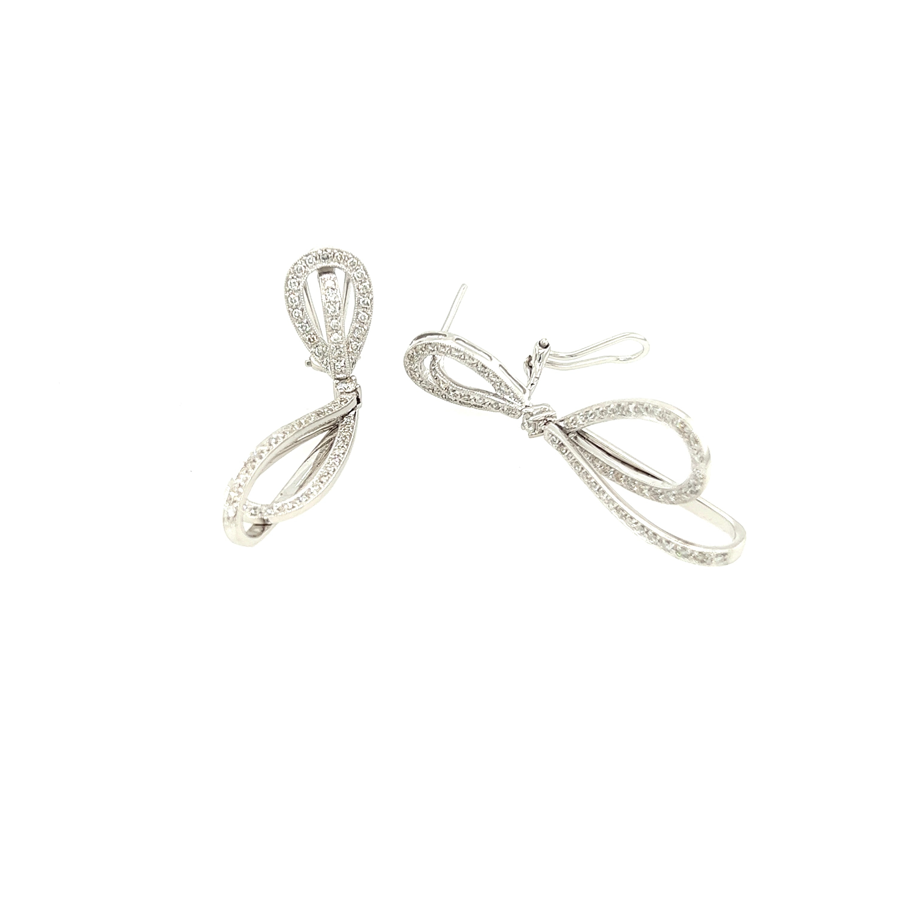 White Gold 14k Dangle Diamond Earrings | I&I Diamonds in Coconut Creek, FL