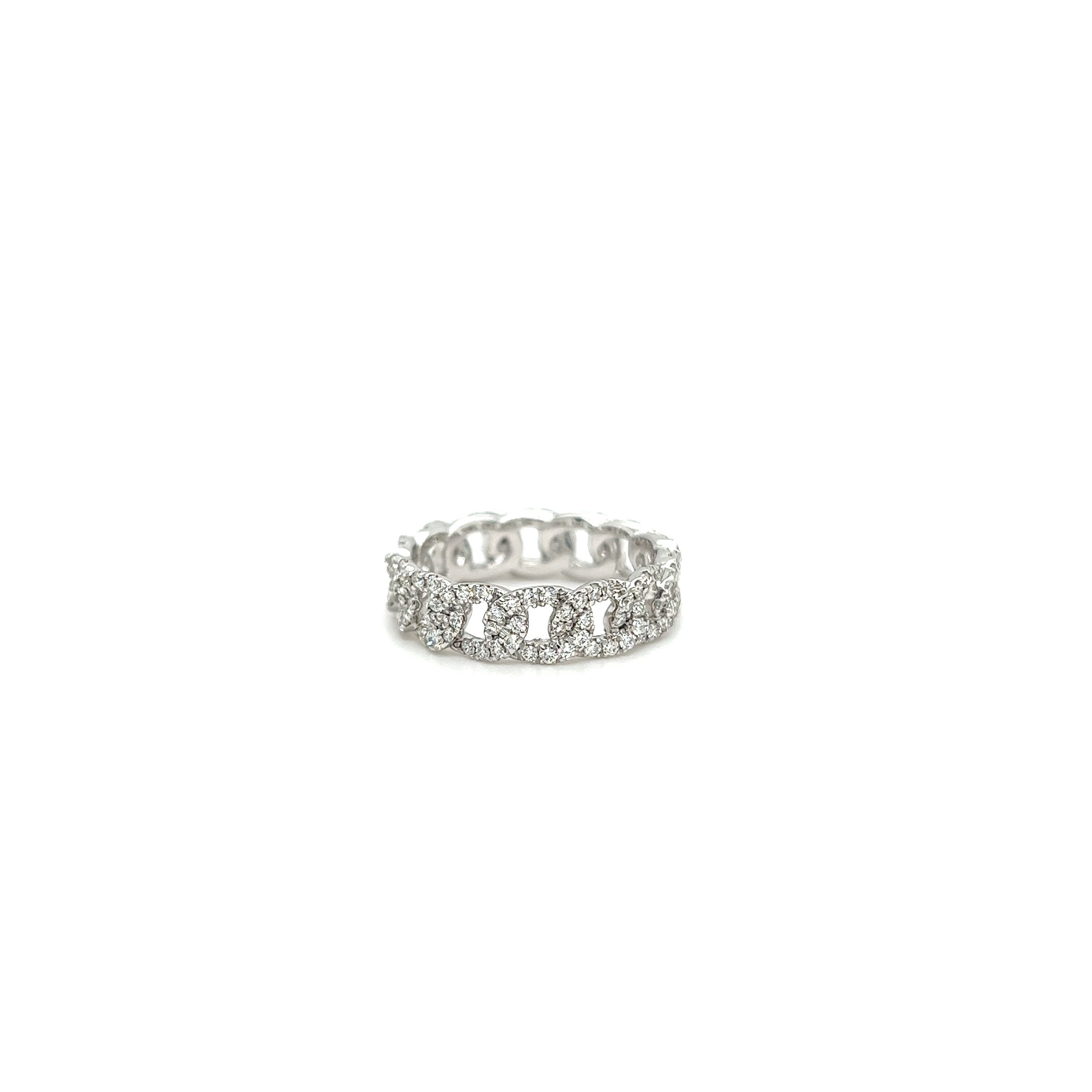 White Gold 14k Diamond Cuban Link Eternity Band | I&I Diamonds in Coconut Creek, FL