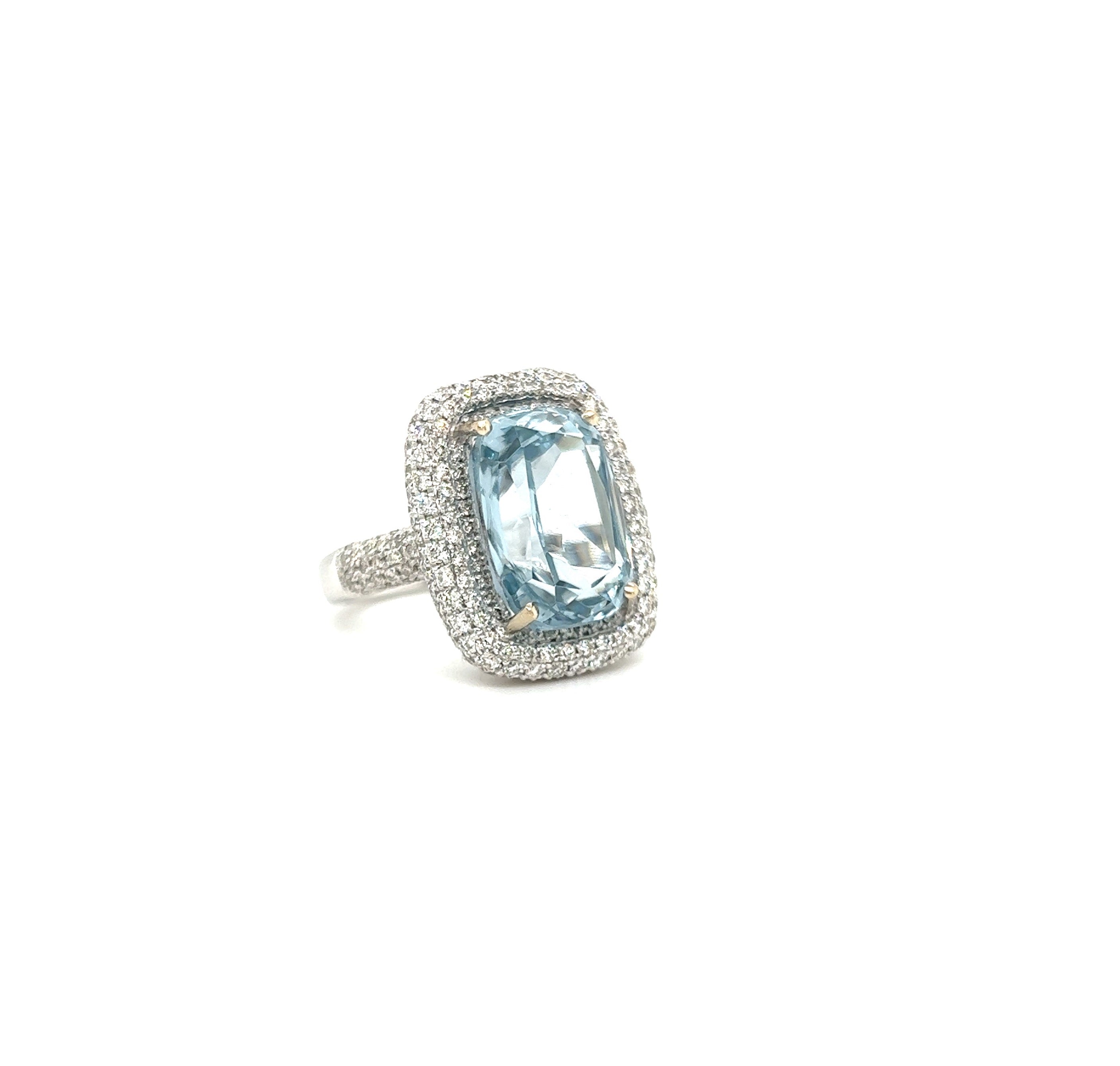 White Gold 14k Diamond and Aquamarine Ring | I&I Diamonds in Coconut Creek, FL