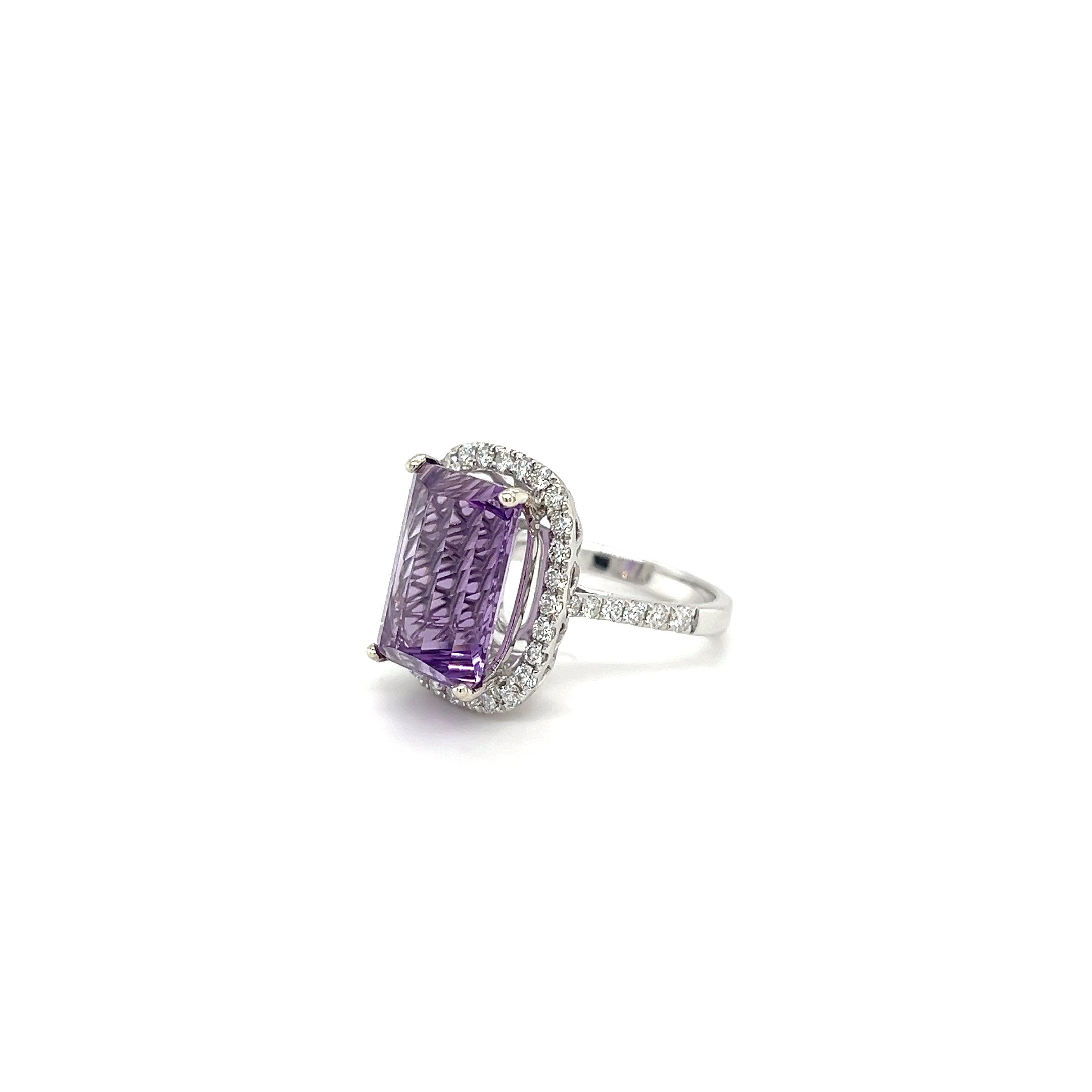 White Gold 14k Diamond and Amethyst Ring | I&I Diamonds in Coconut Creek, FL