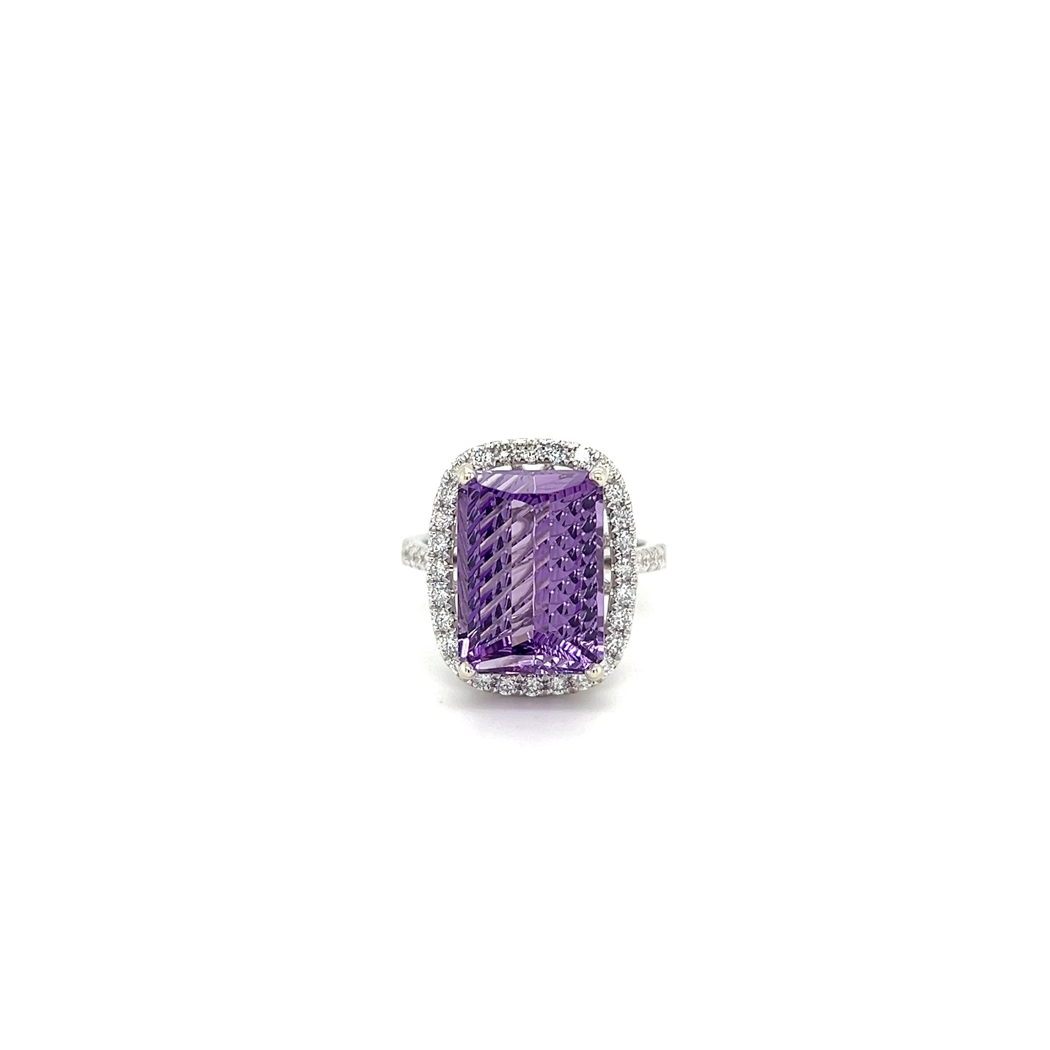 White Gold 14k Diamond and Amethyst Ring | I&I Diamonds in Coconut Creek, FL