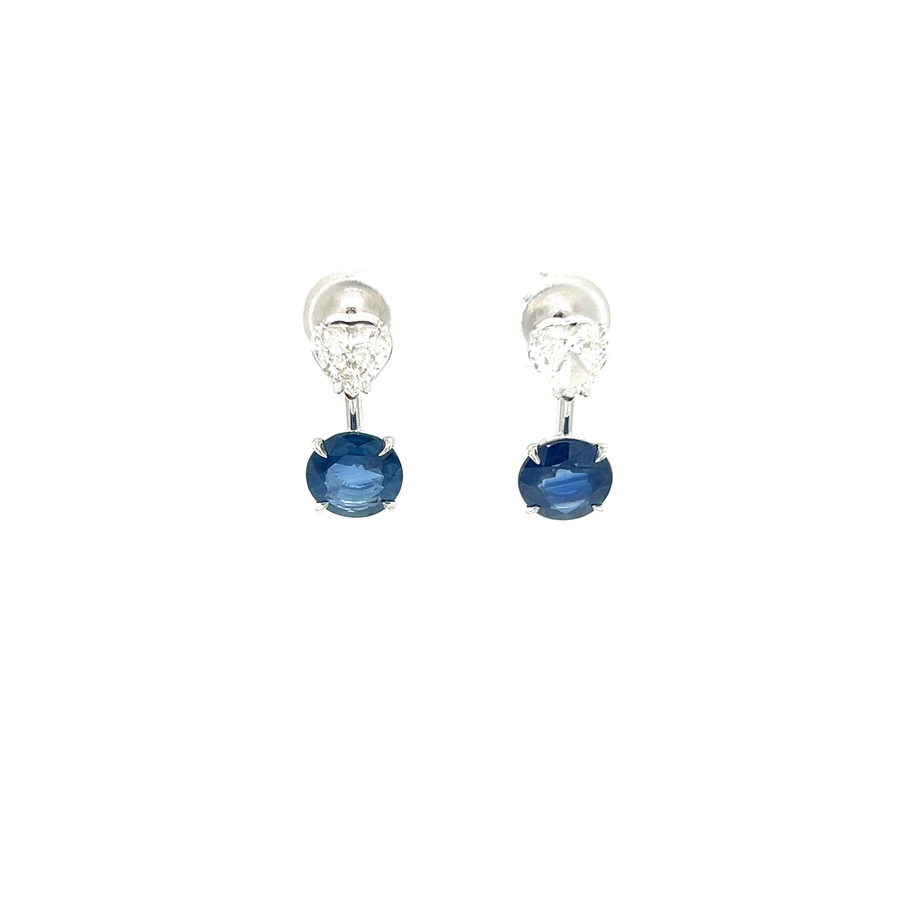 White Gold 18k Diamond Sapphire Earrings | I&I Diamonds in Coconut Creek, FL