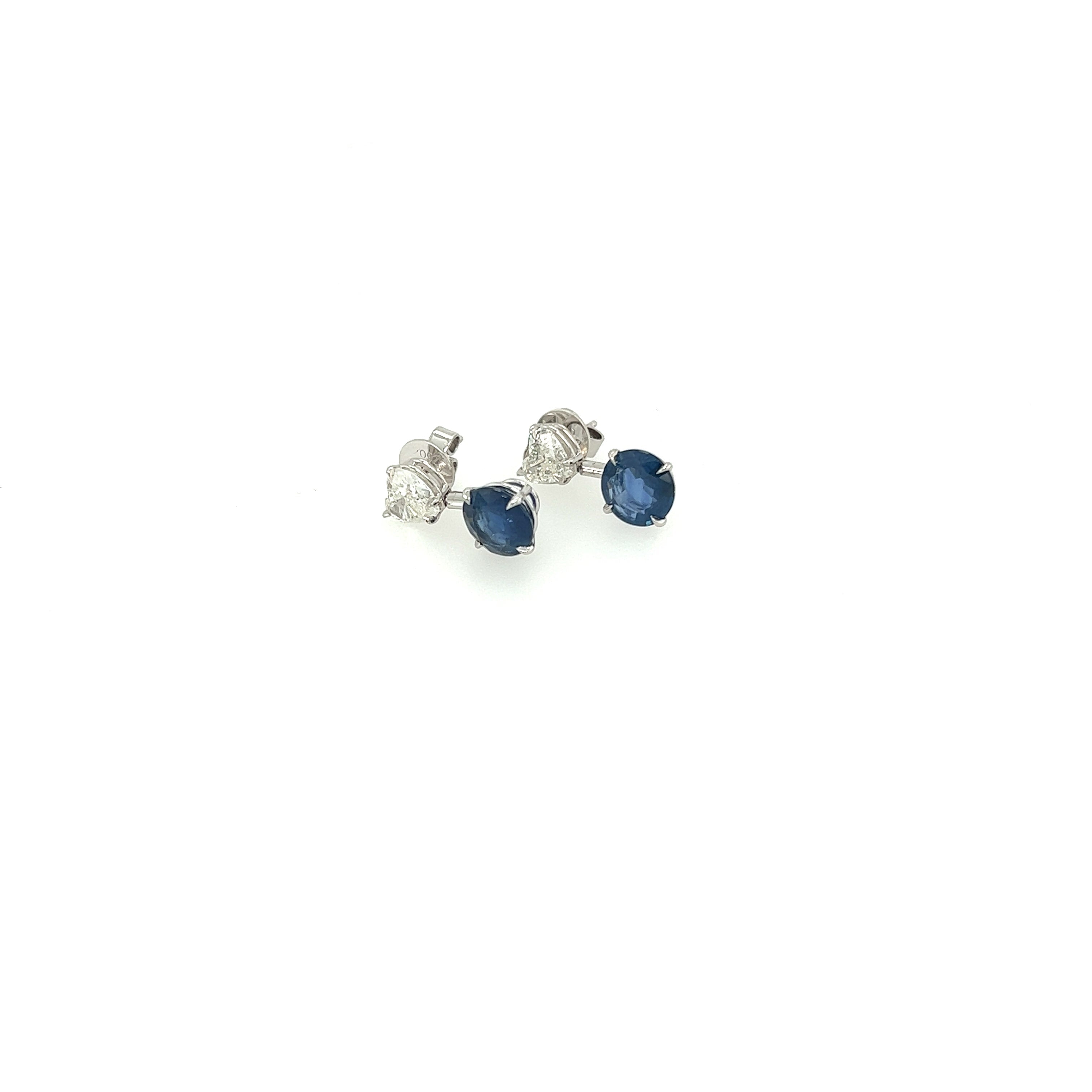 White Gold 18k Diamond Sapphire Earrings | I&I Diamonds in Coconut Creek, FL