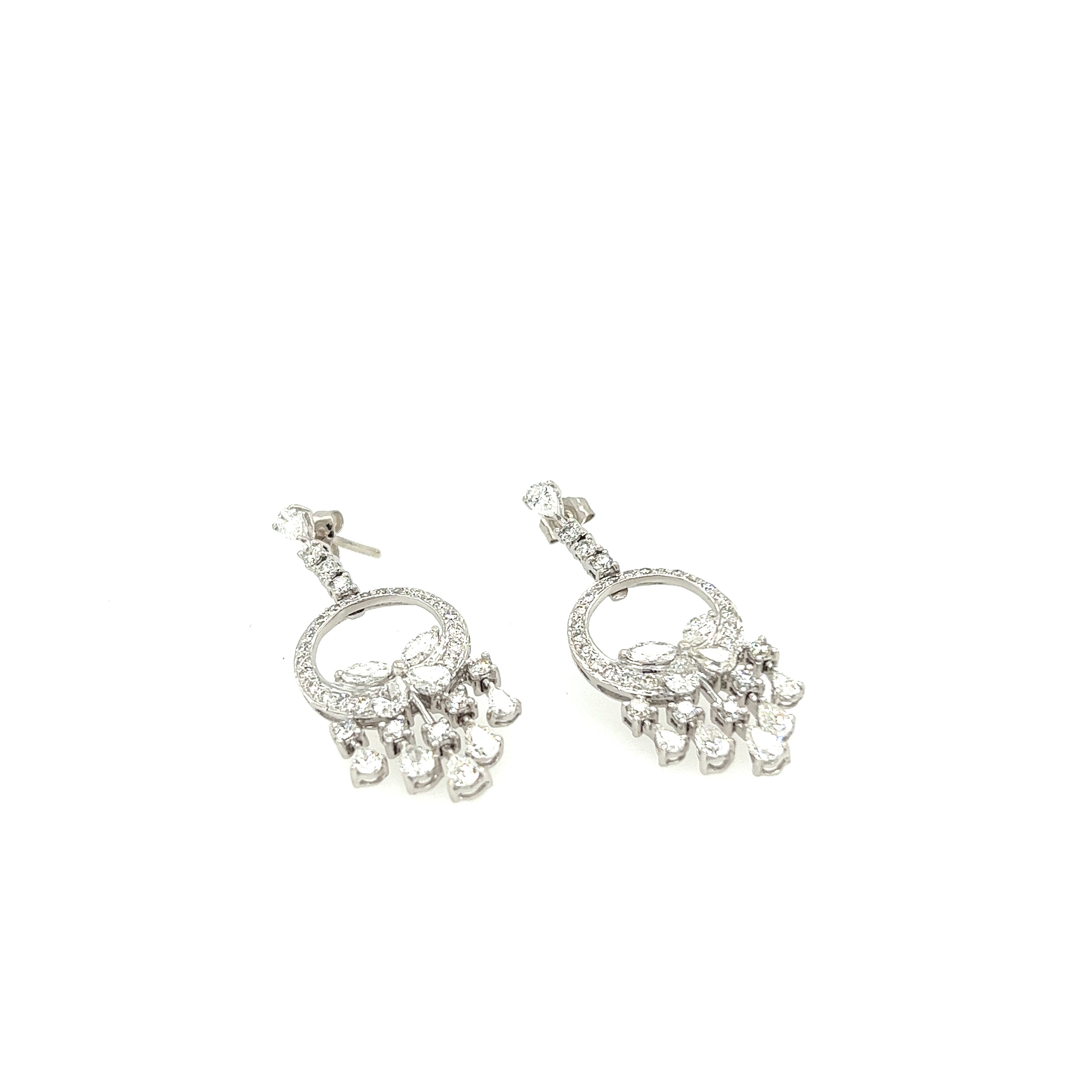 White Gold 18k Diamond Chandelier Earrings | I&I Diamonds in Coconut Creek, FL