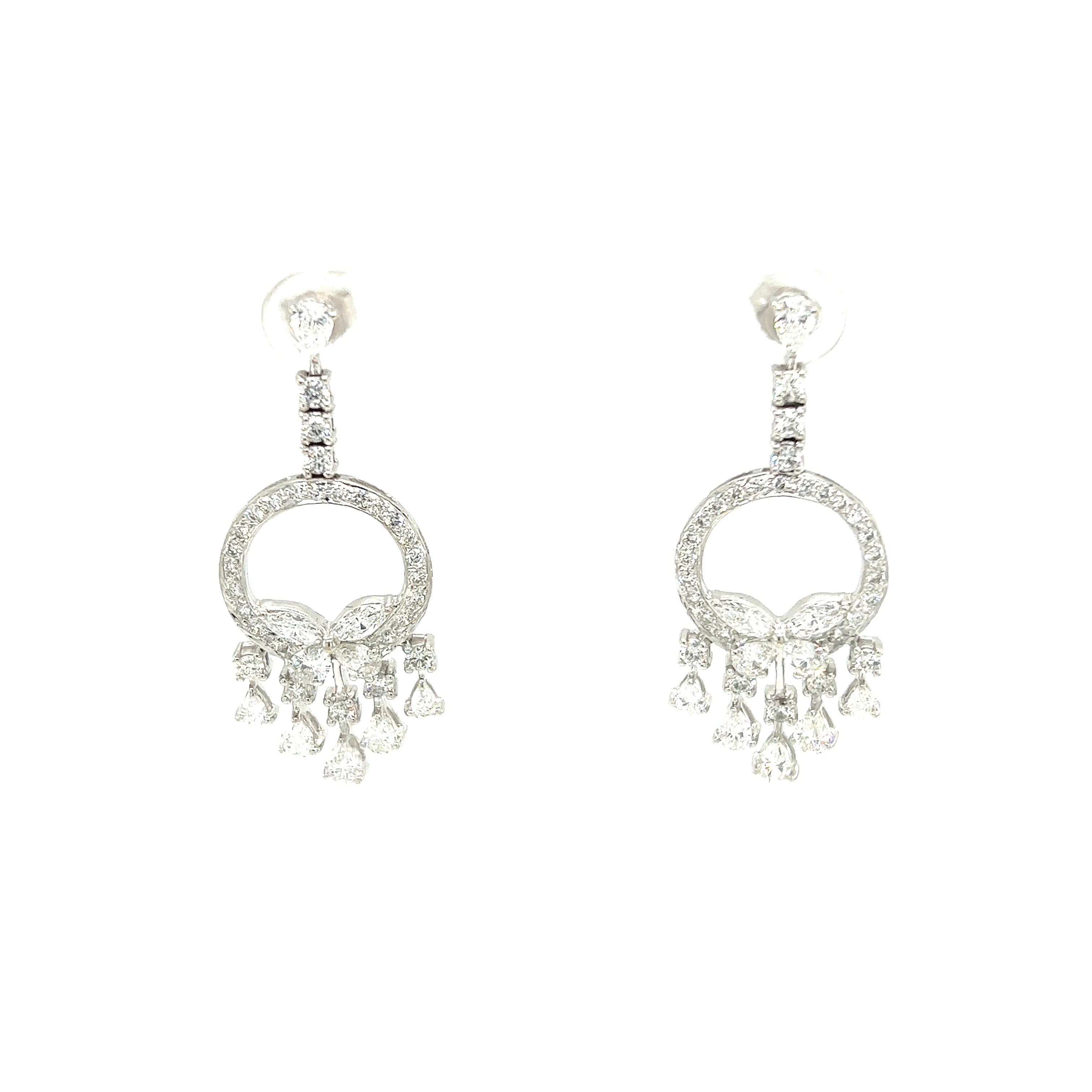 White Gold 18k Diamond Chandelier Earrings | I&I Diamonds in Coconut Creek, FL