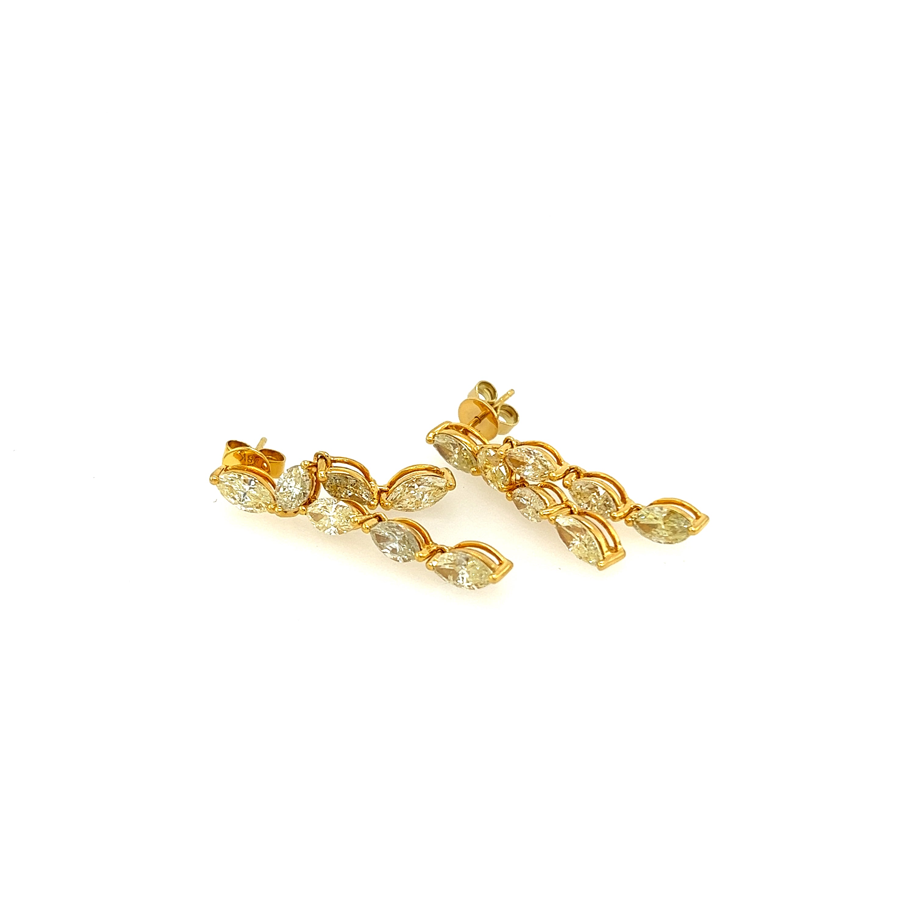 Yellow Gold 18k Diamond Dangle Earrings | I&I Diamonds in Coconut Creek, FL