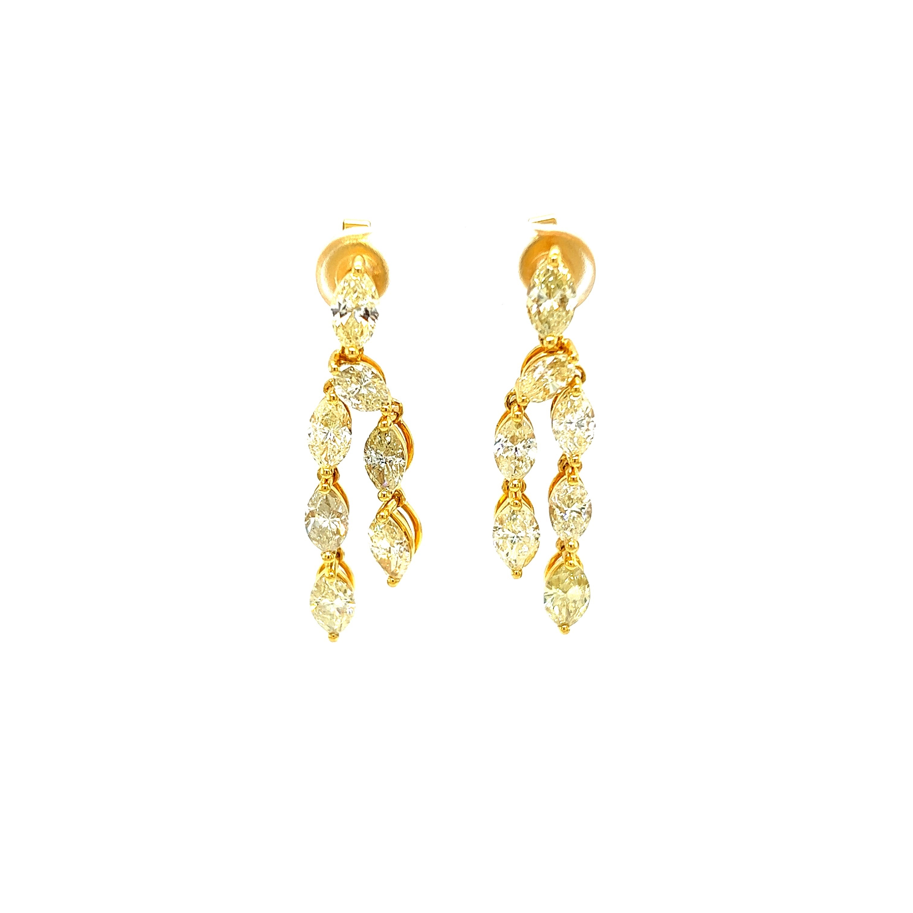 Yellow Gold 18k Diamond Dangle Earrings | I&I Diamonds in Coconut Creek, FL