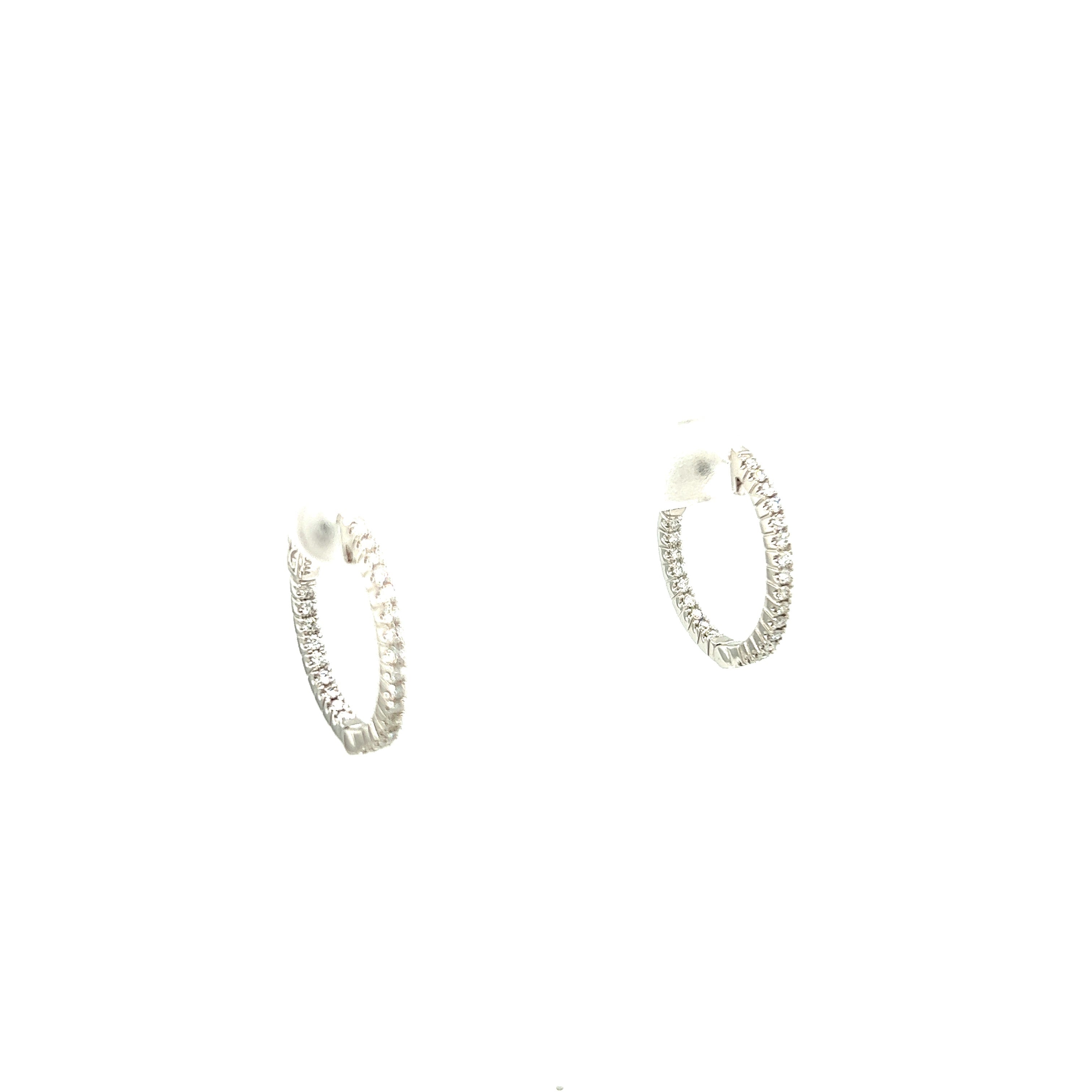 White Gold 18k Diamond Hoop Earrings | I&I Diamonds in Coconut Creek, FL