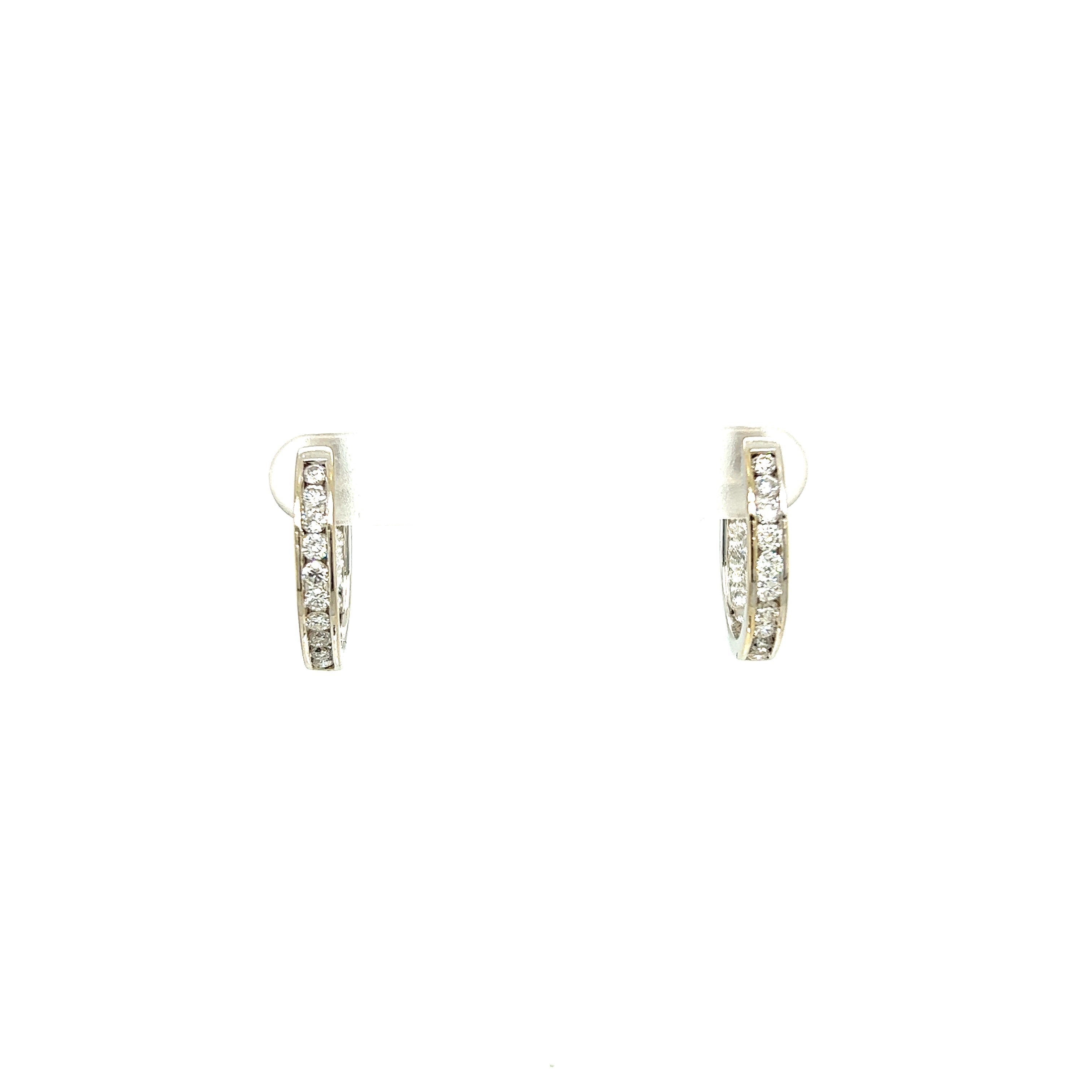 White Gold 14k Diamond Hoop Earrings | I&I Diamonds in Coconut Creek, FL