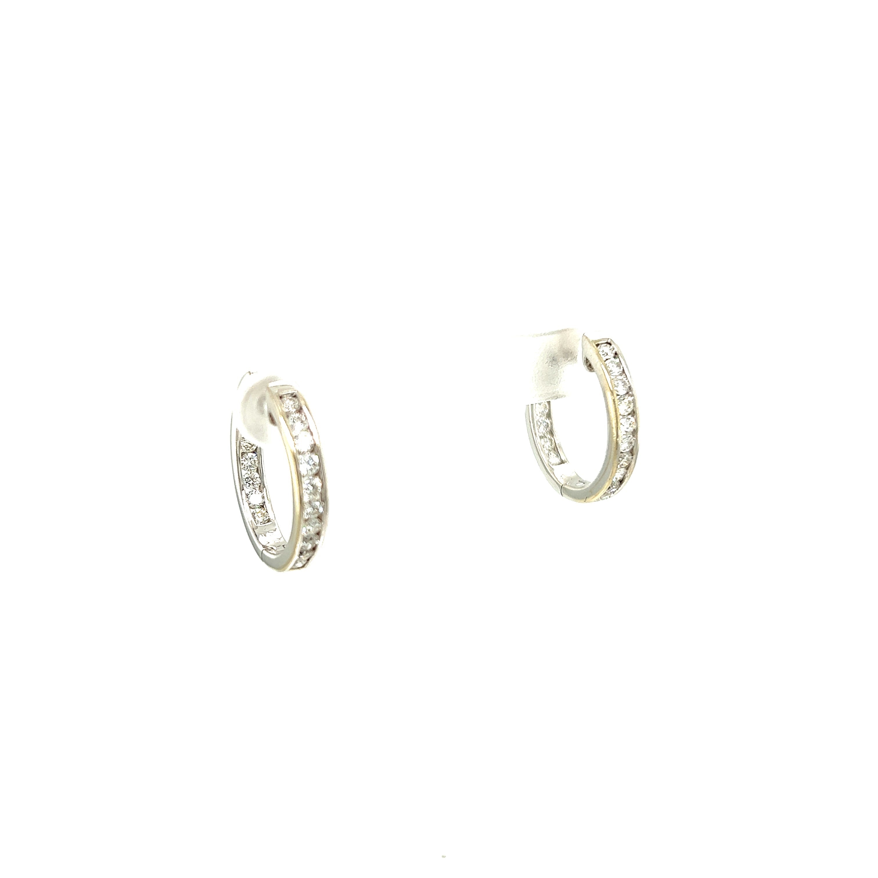 White Gold 14k Diamond Hoop Earrings | I&I Diamonds in Coconut Creek, FL