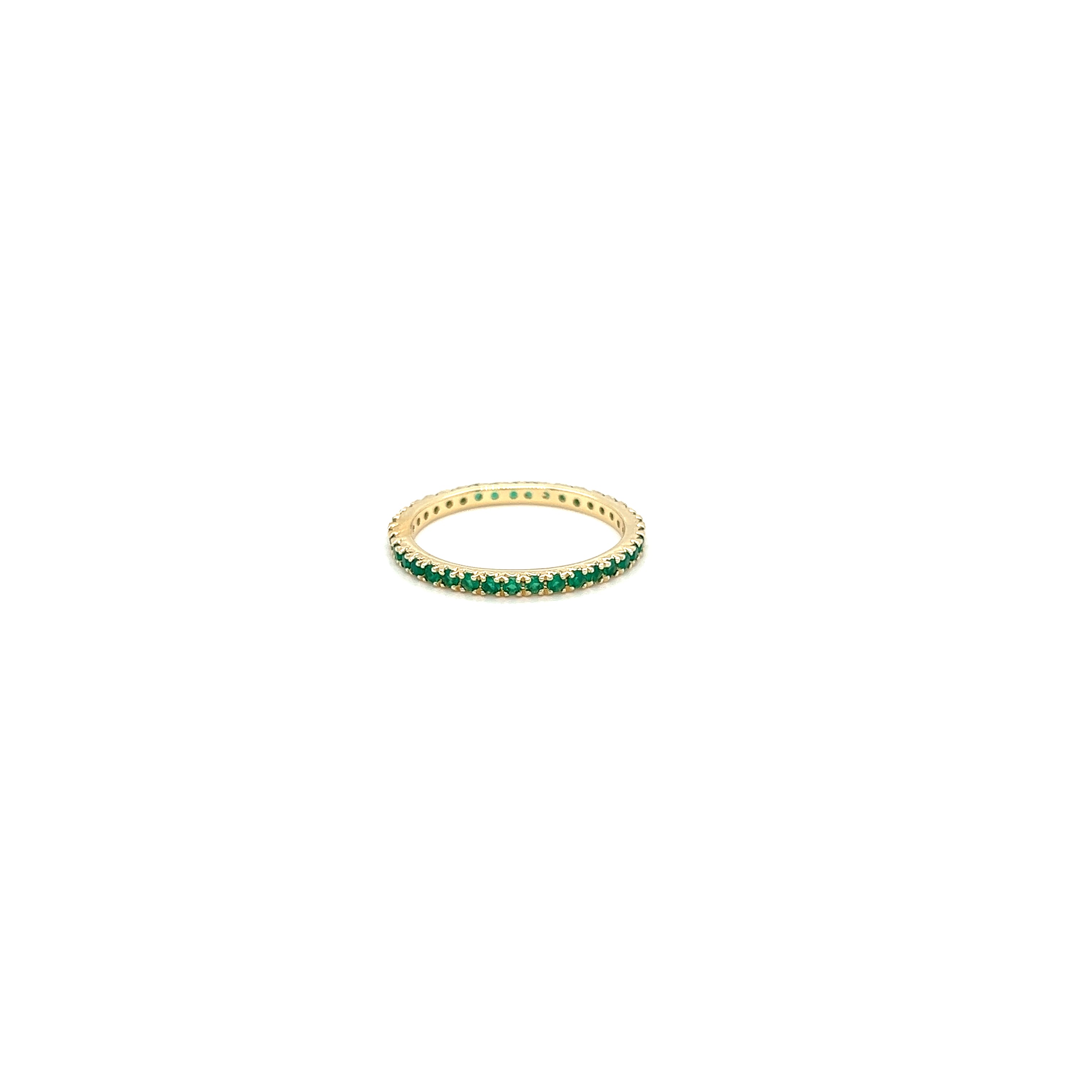 Yellow Gold 14k Green Emerald Eternity Band | I&I Diamonds in Coconut Creek, FL