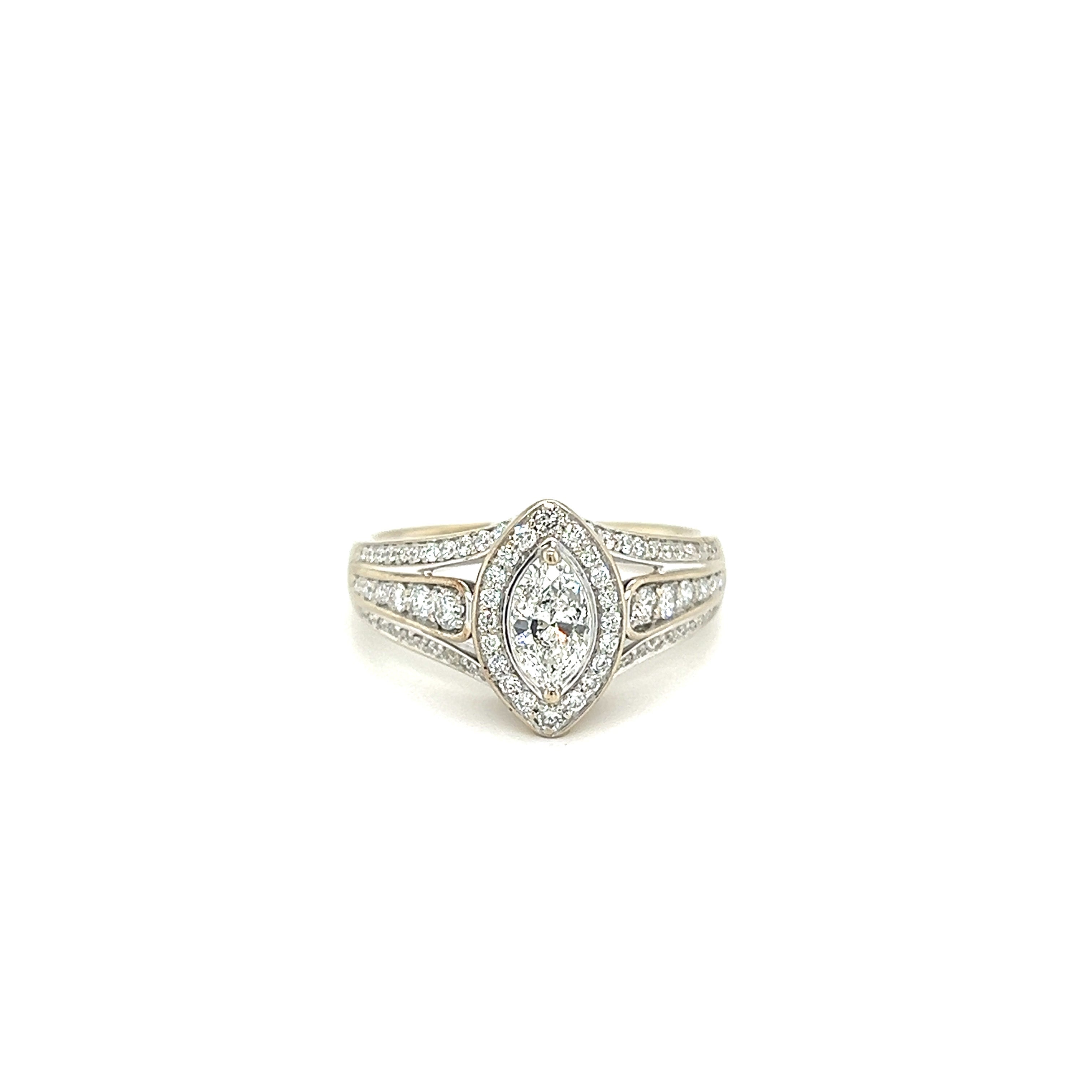 White Gold 14k Marquee Diamond 0.50 ctw Engagement Ring | I&I Diamonds in Coconut Creek, FL