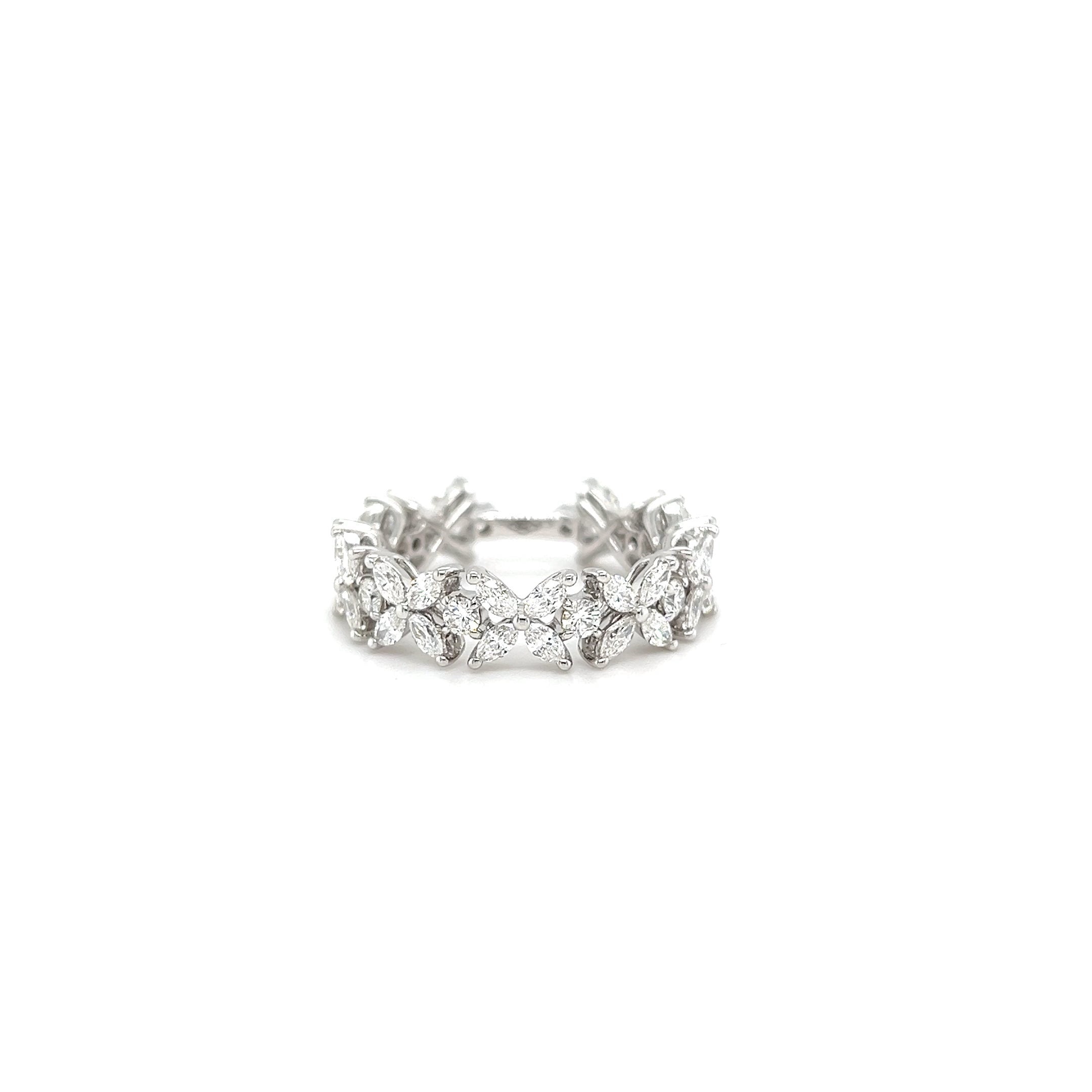 White Gold 18k Marquise Diamond Eternity Band | I&I Diamonds in Coconut Creek, FL