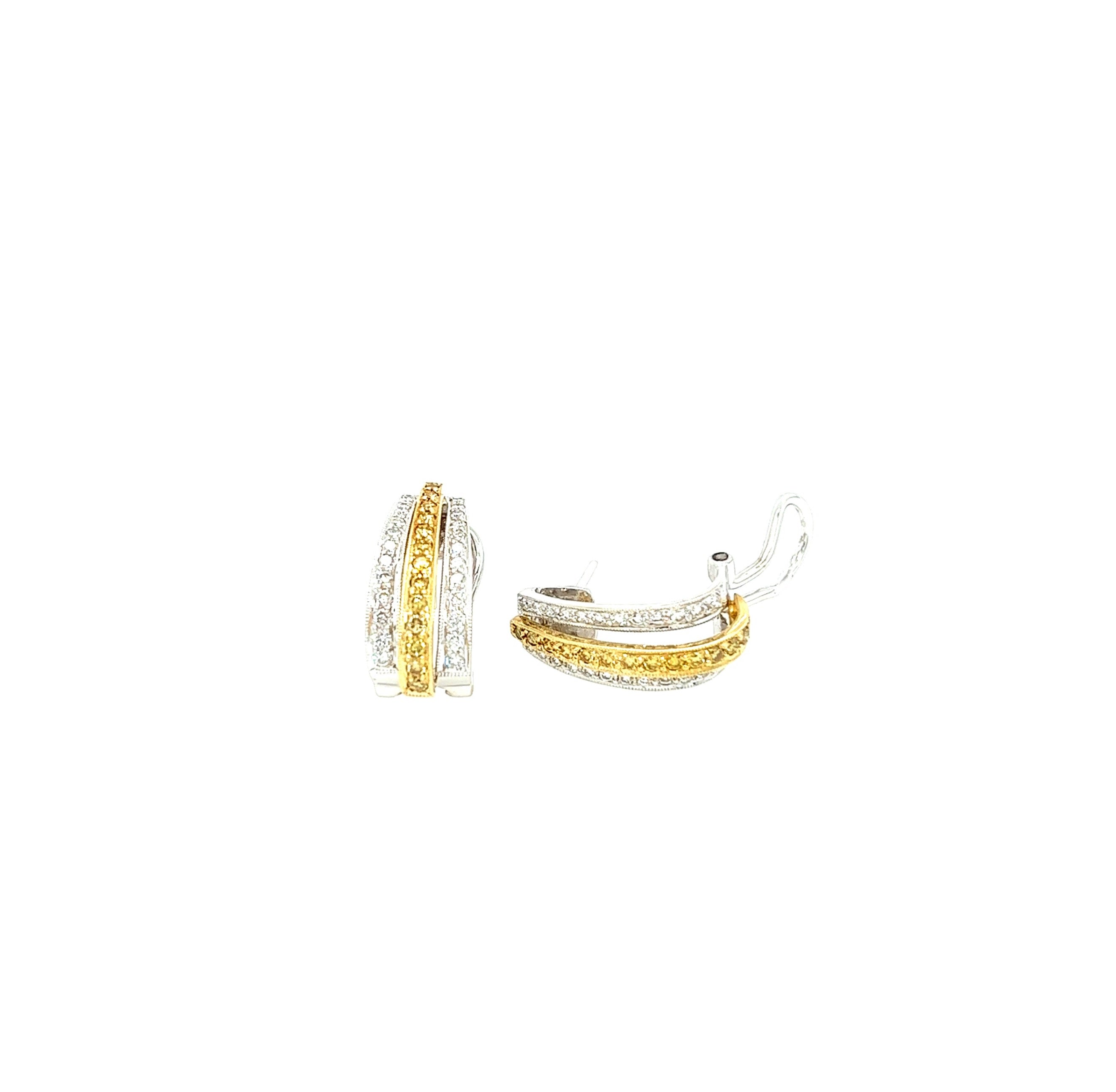 White Gold and Yellow Gold 14k Diamond Earrings | I&I Diamonds in Coconut Creek, FL