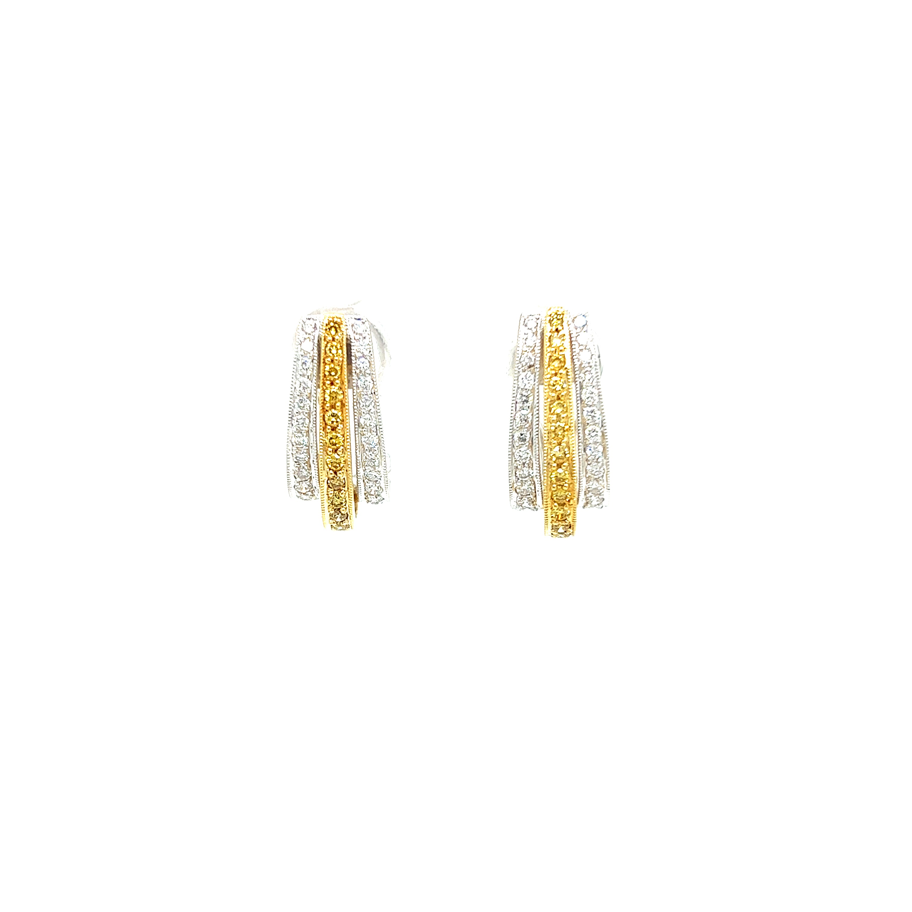 White Gold and Yellow Gold 14k Diamond Earrings | I&I Diamonds in Coconut Creek, FL