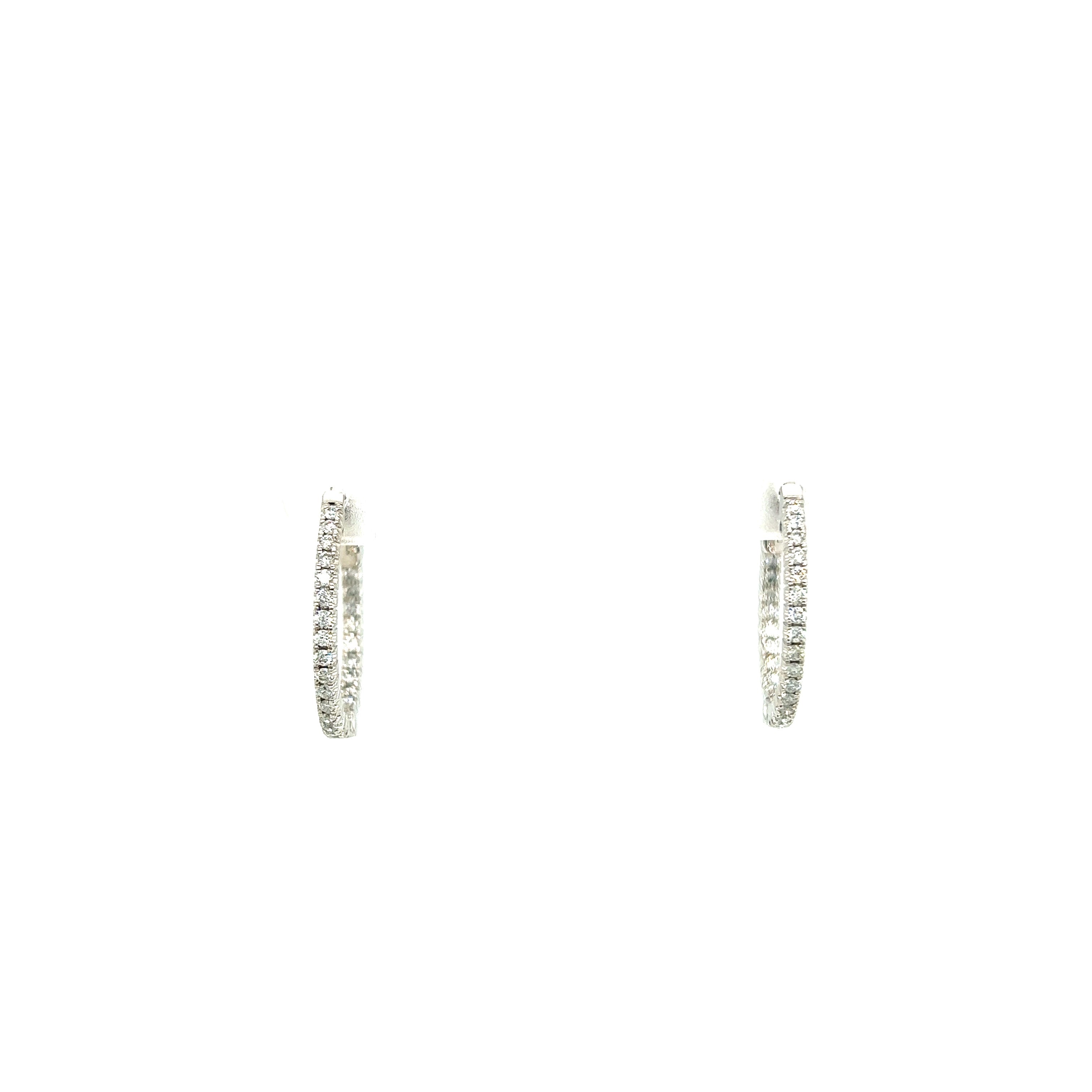 White Gold 18k Diamond Hoop Earrings | I&I Diamonds in Coconut Creek, FL