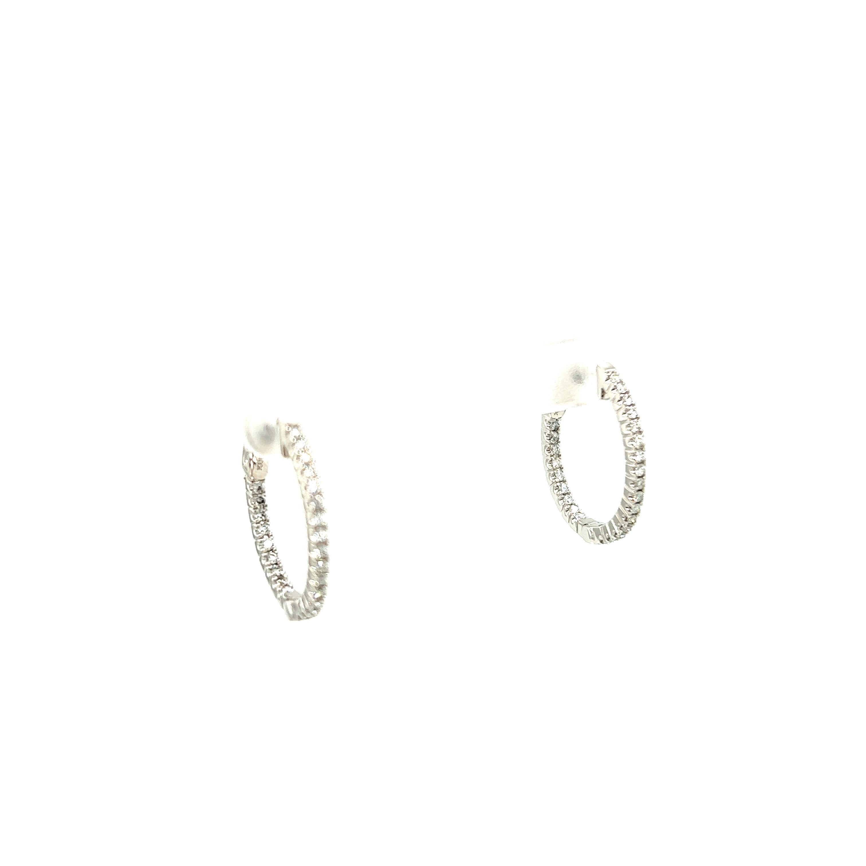 White Gold 18k Diamond Hoop Earrings | I&I Diamonds in Coconut Creek, FL