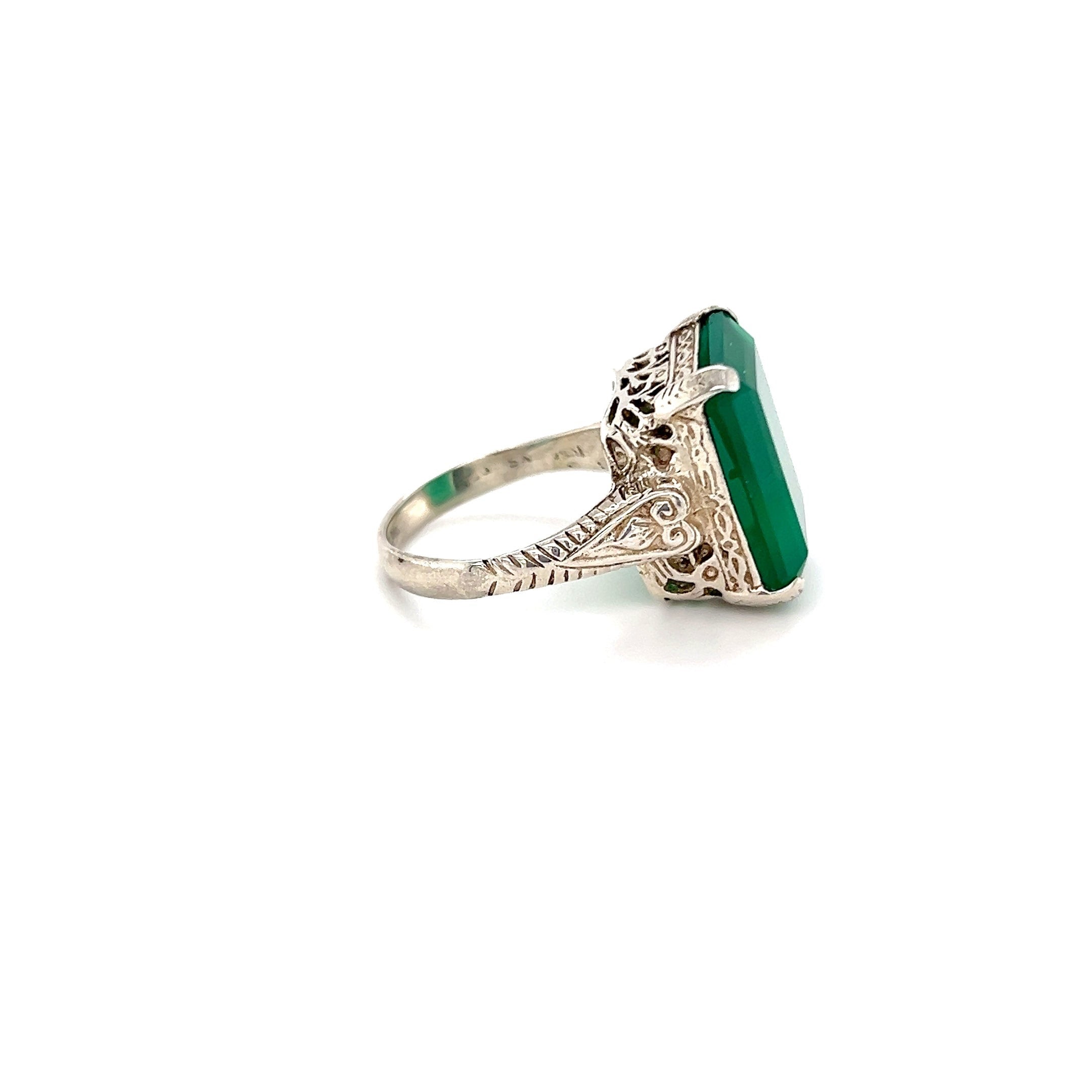 Silver 925 Green Emerald Ring | I&I Diamonds in Coconut Creek, FL