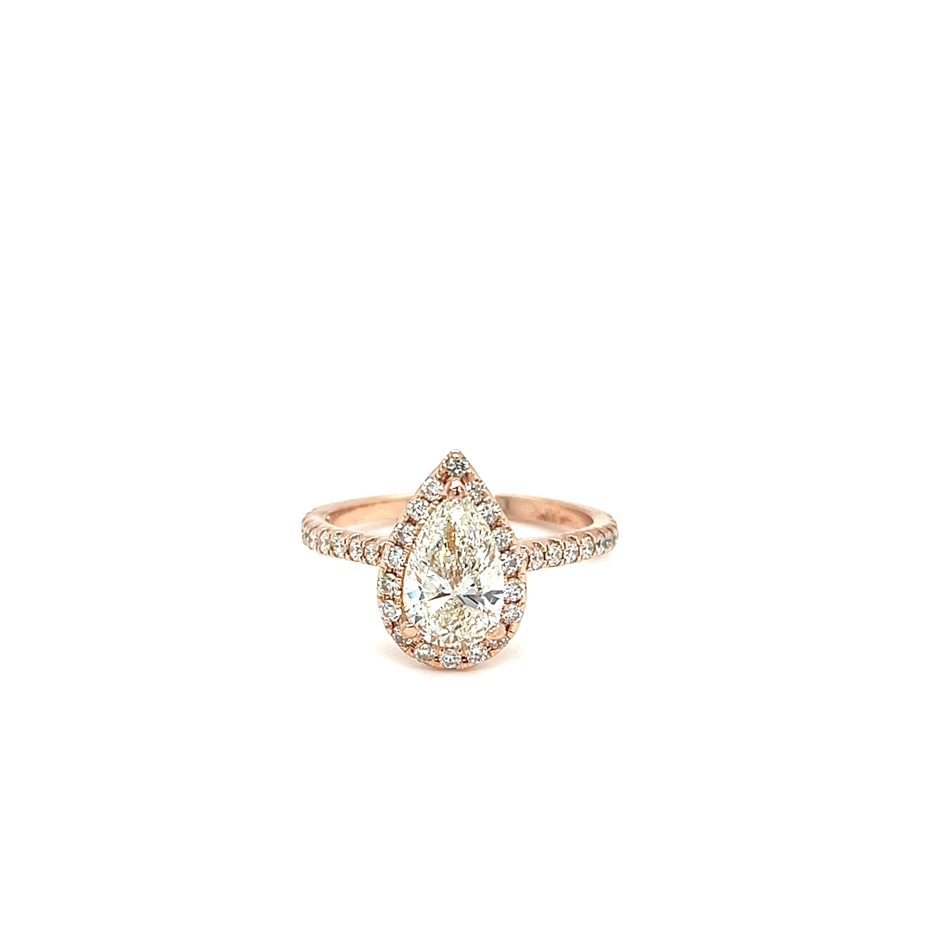 Rose Gold 14k Pear Diamond 1.25 ctw Engagement Ring | I&I Diamonds in Coconut Creek, FL