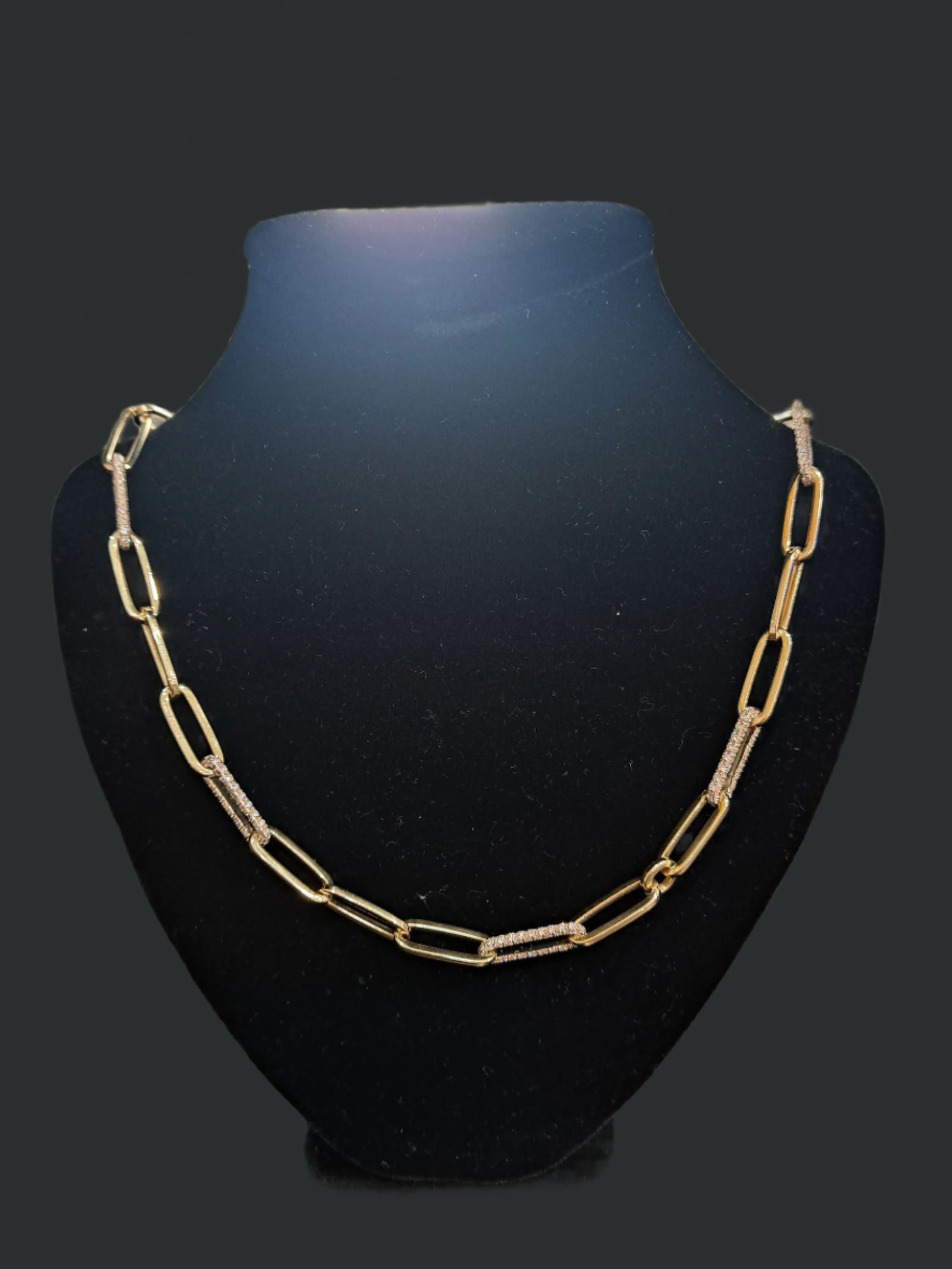 14k Yellow Gold and Diamond Chain Necklace