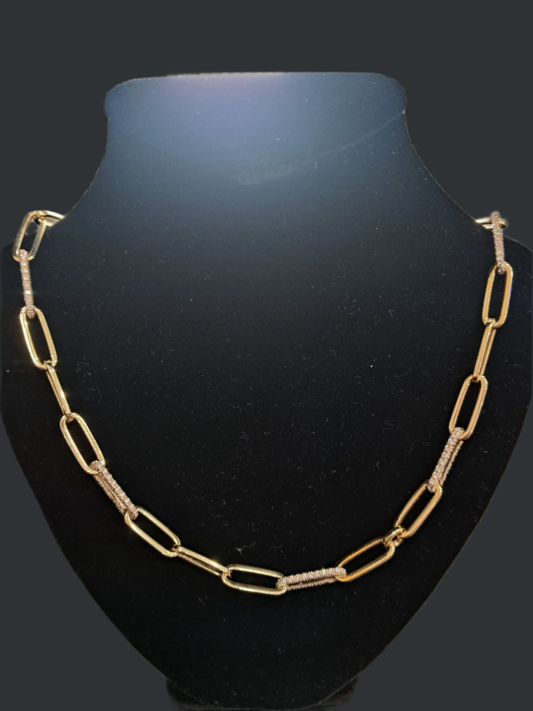 14k Yellow Gold and Diamond Chain Necklace