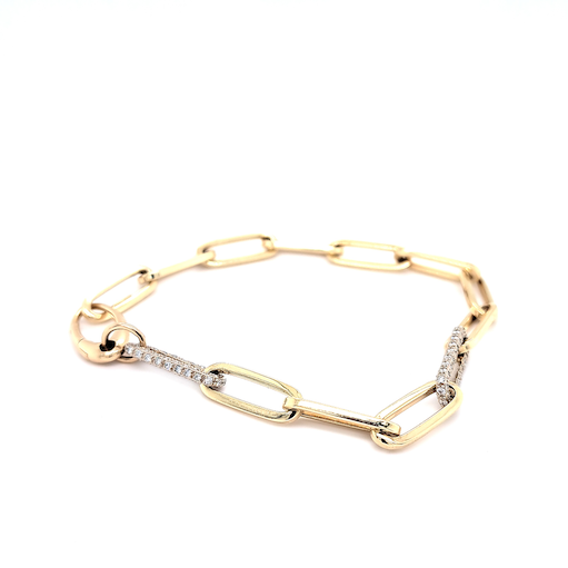 14k Yellow Gold and Diamond Chain Bracelet