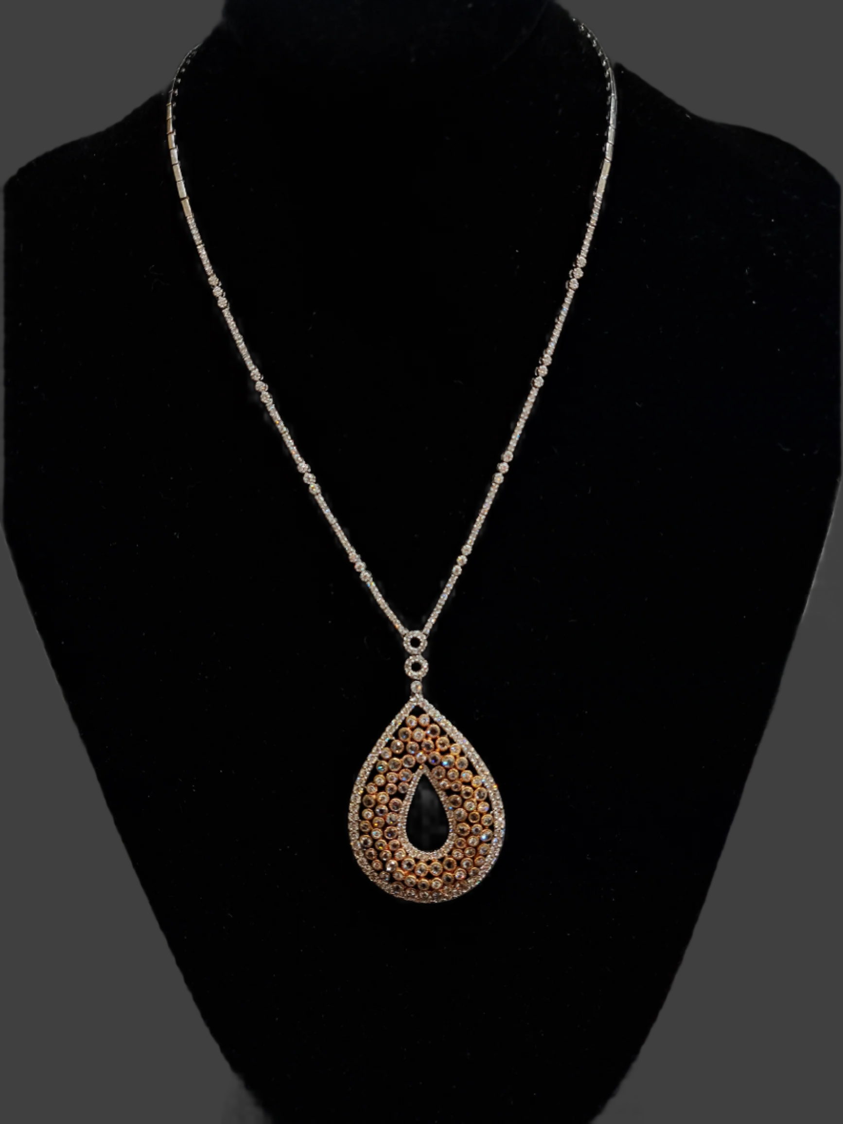 18k Dual Tone White and Rose Gold Diamond Necklace