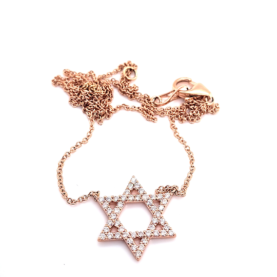 14k Rose Gold Diamond Star of David Pendant