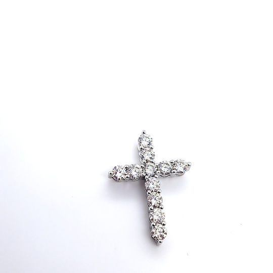 14k White Gold Diamond Cross Pendant