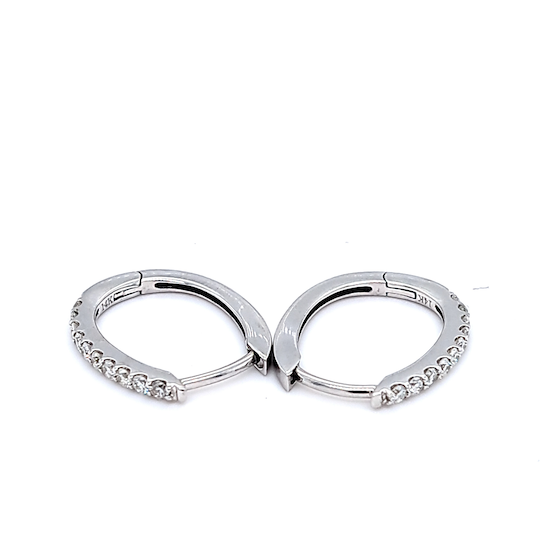 14k White Gold Diamond Oval Earrings