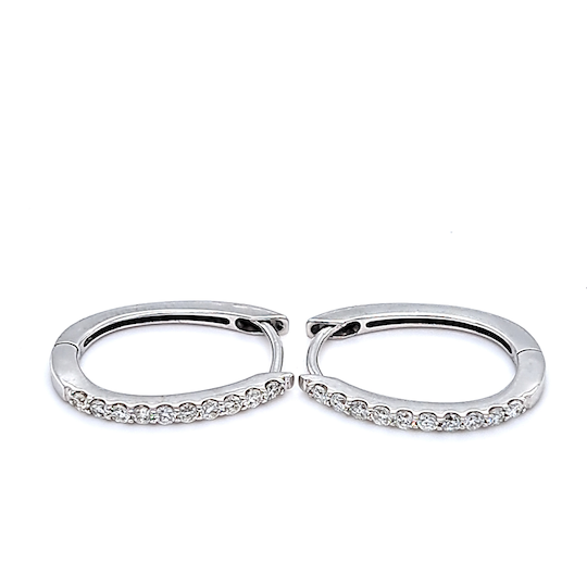 14k White Gold Diamond Oval Earrings