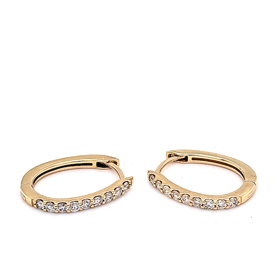 14k Yellow Gold Diamond Oval Earrings