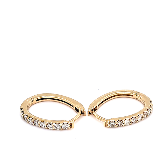 14k Yellow Gold Diamond Oval Earrings